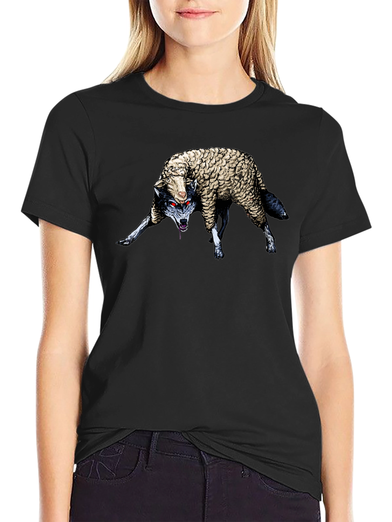 Black Wolf in Sheep's Clothing Graphic T-Shirt view 2