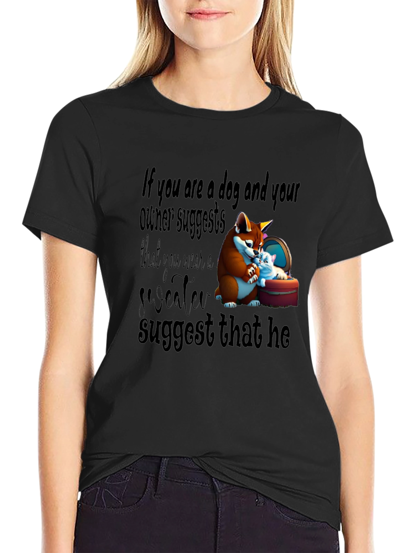 Black Dog Owner Funny Graphic Tee view 2