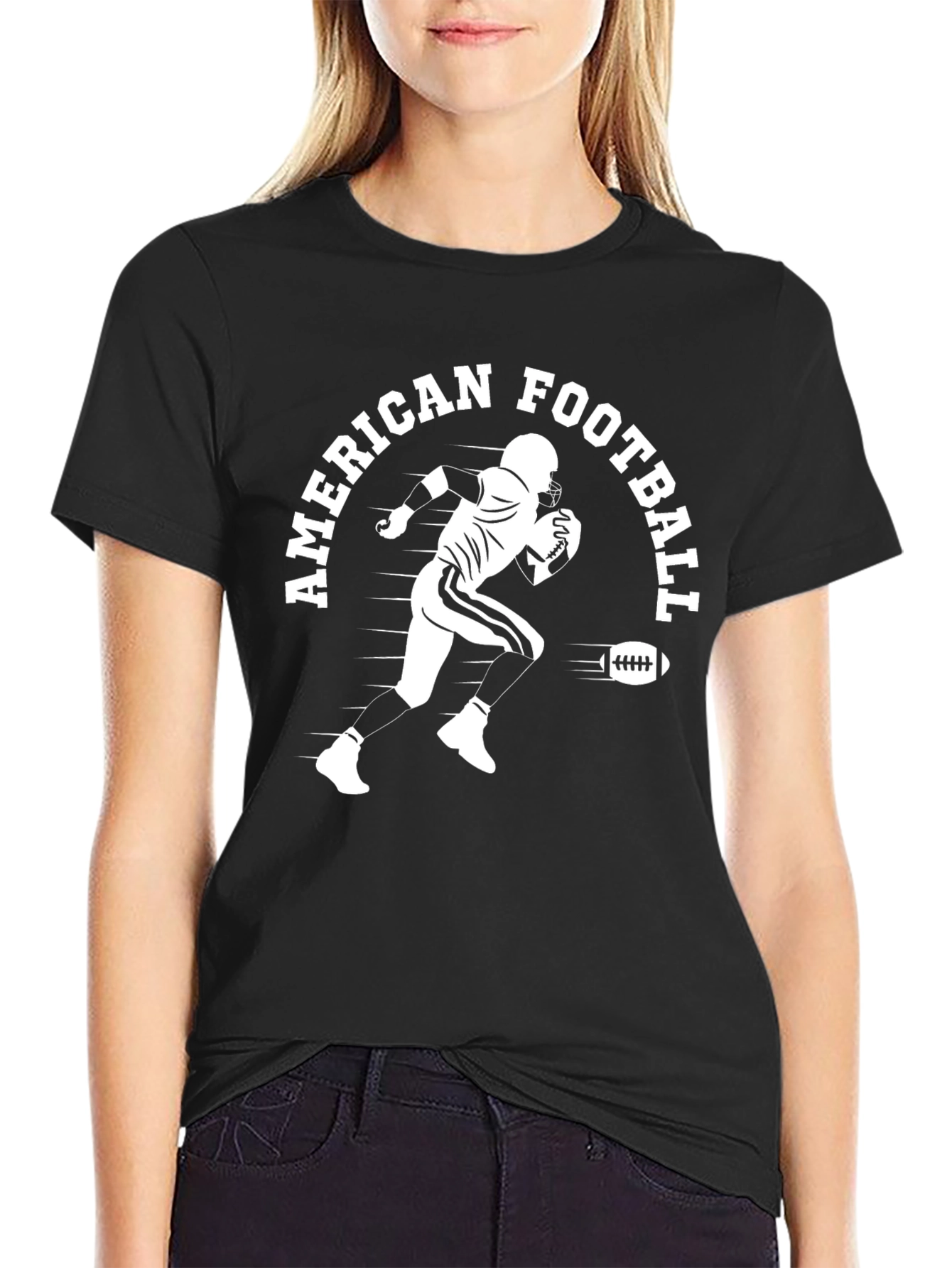 Black American Football Player Black T-Shirt view 2