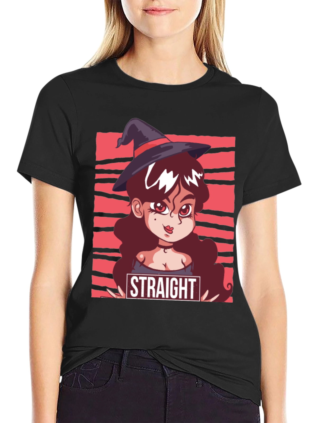 Black Straight Witch T-Shirt - Graphic Tee view 2