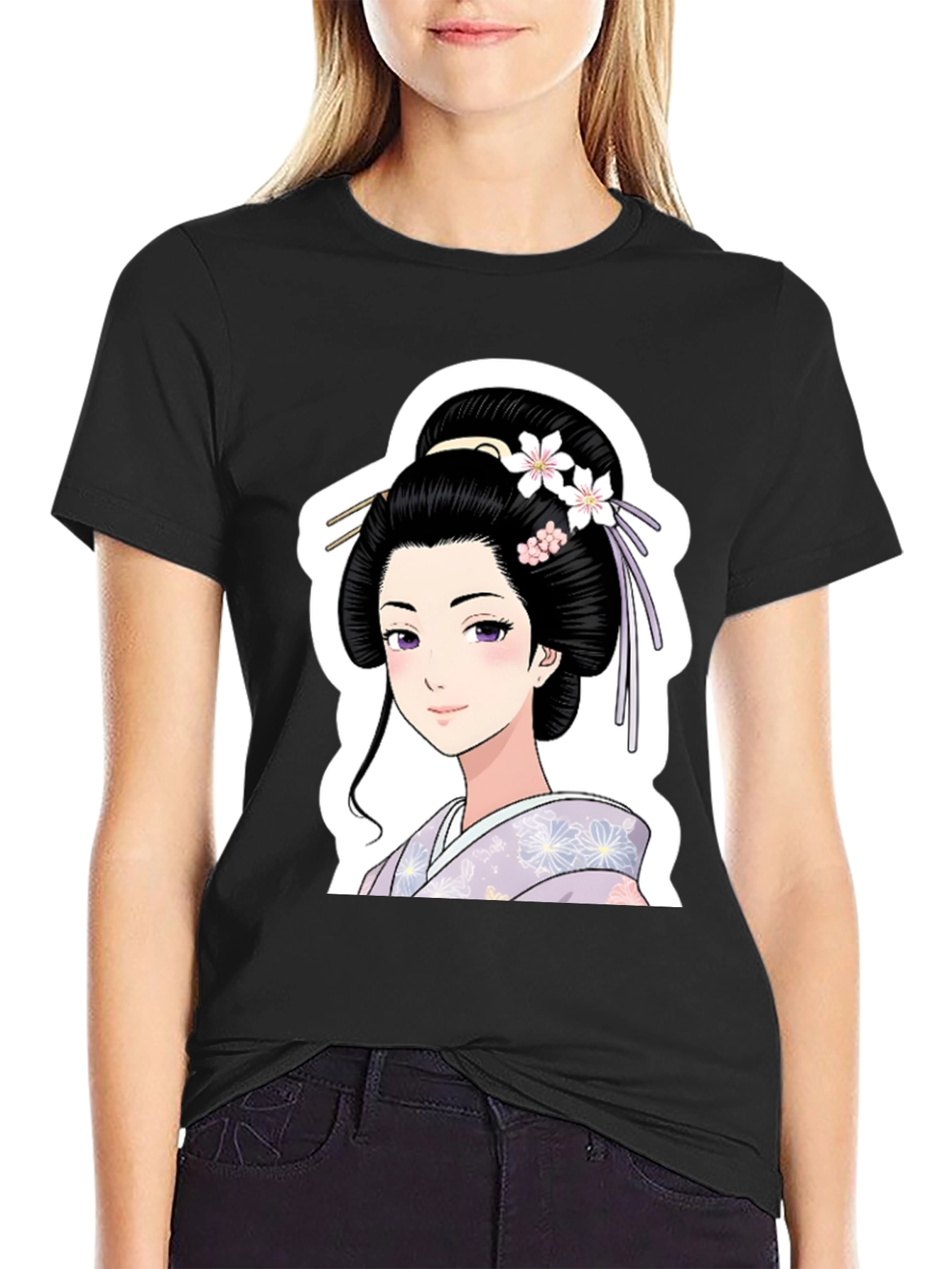 Black Geisha Graphic Black T-Shirt view 2