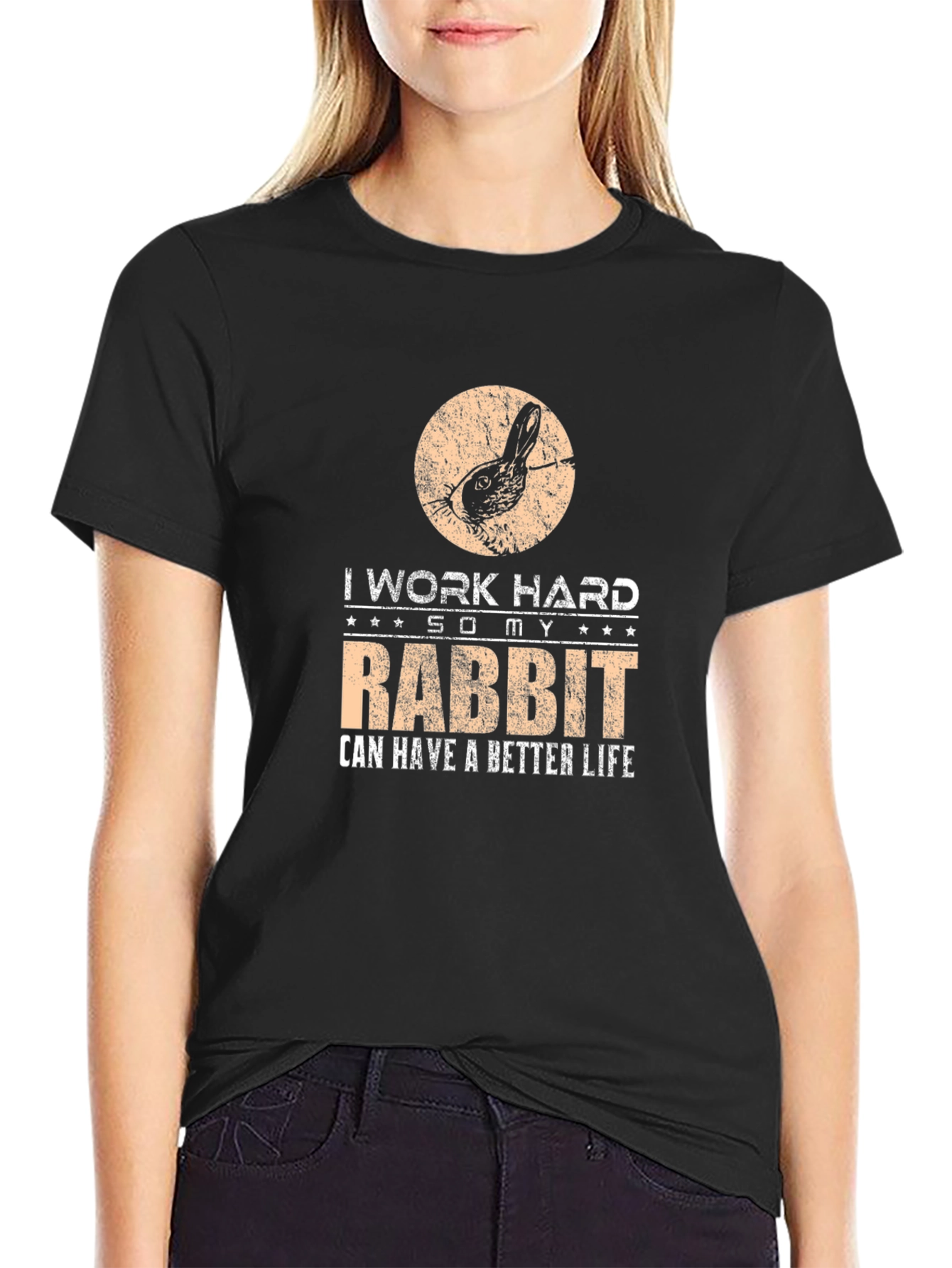 Black Rabbit Lover T-Shirt - I Work Hard So My Rabbit Can Have A Better Life view 2