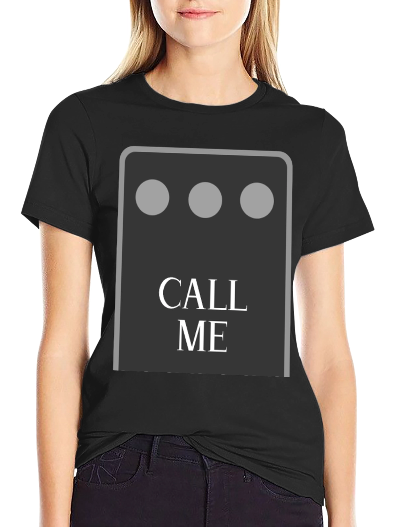 Black Call Me Graphic Tee - Fun & Unique Design view 2