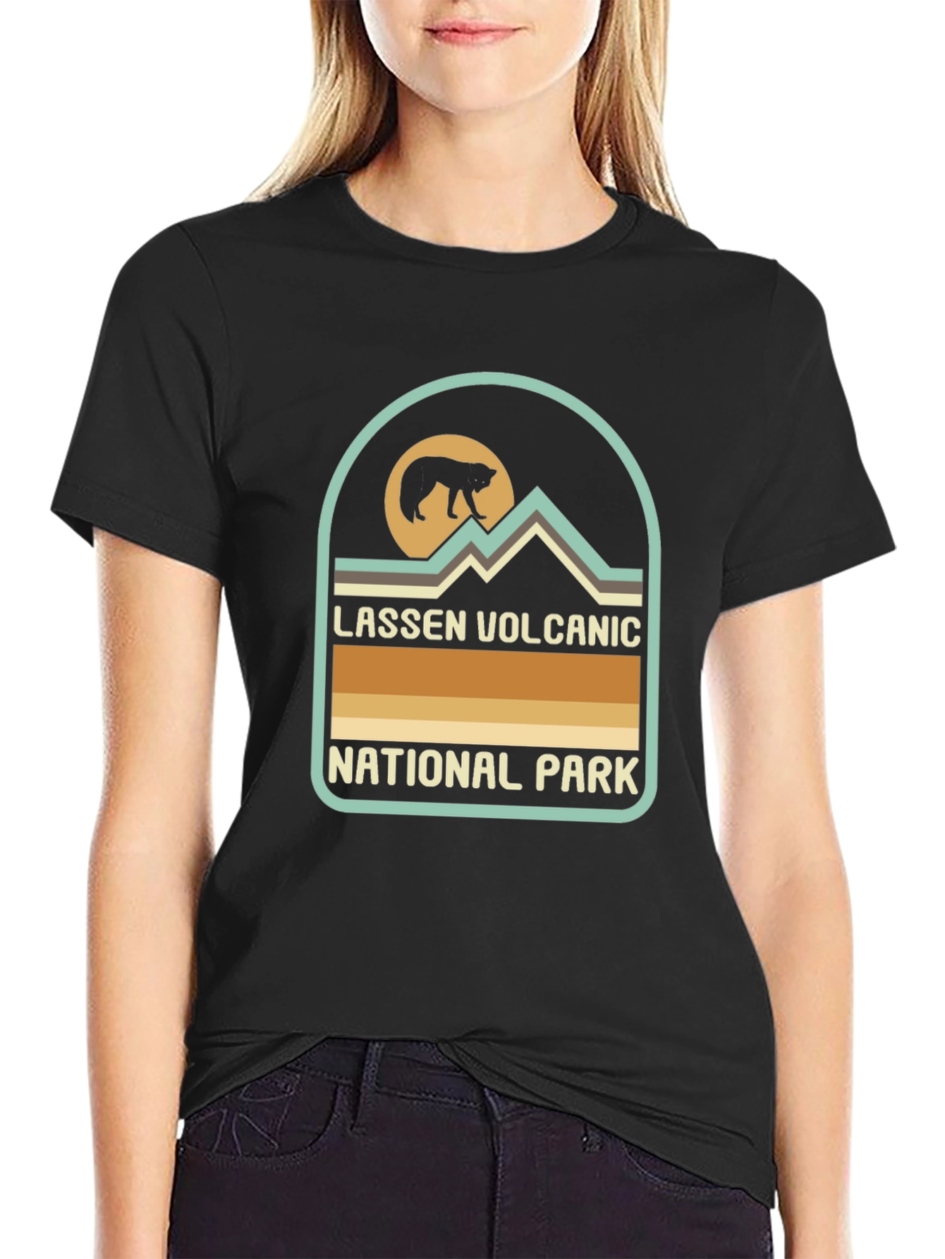 Black Lassen Volcanic National Park Black T-Shirt view 2