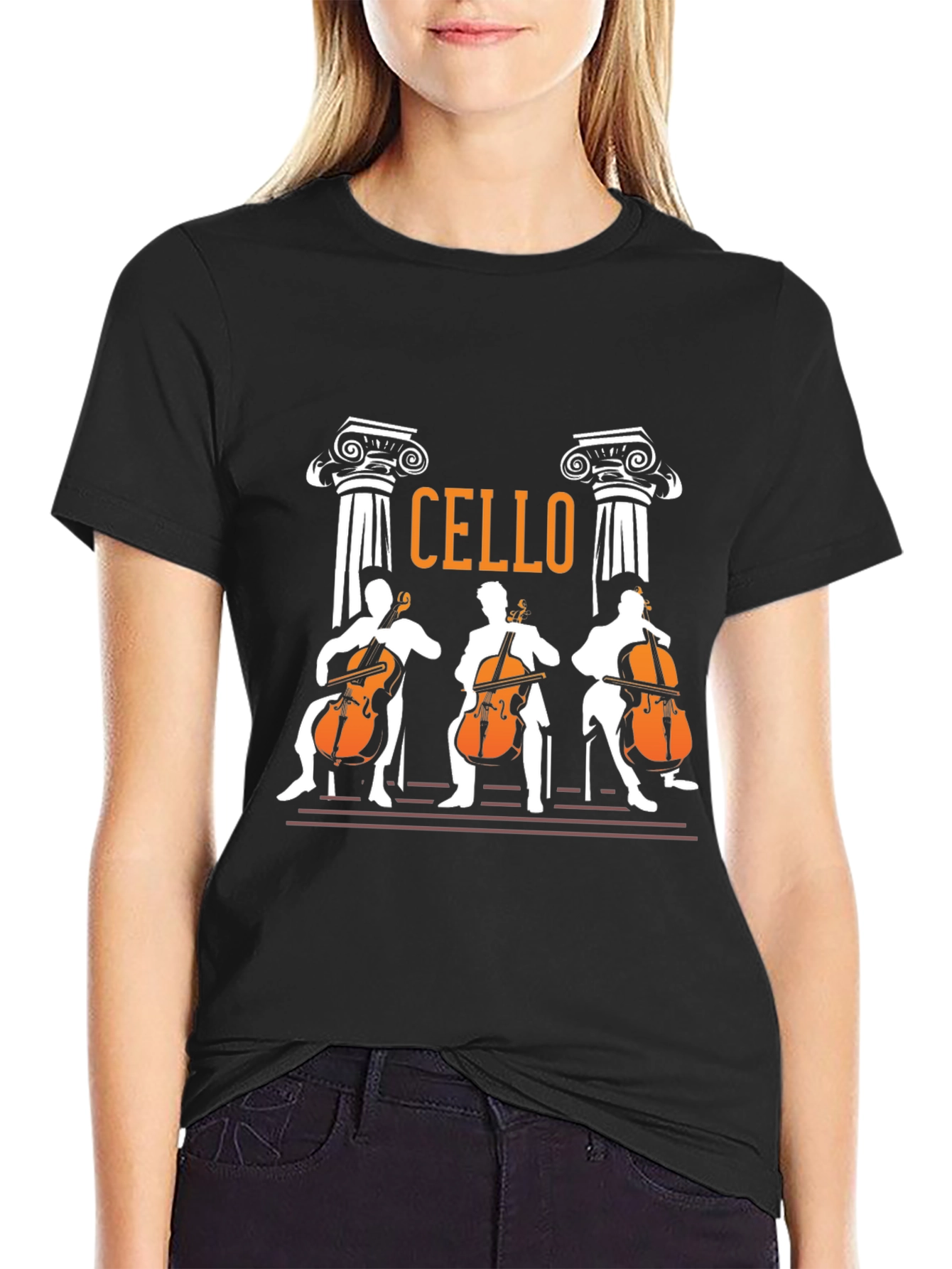 Black Cello Players Graphic T-Shirt - Musician Tee view 2