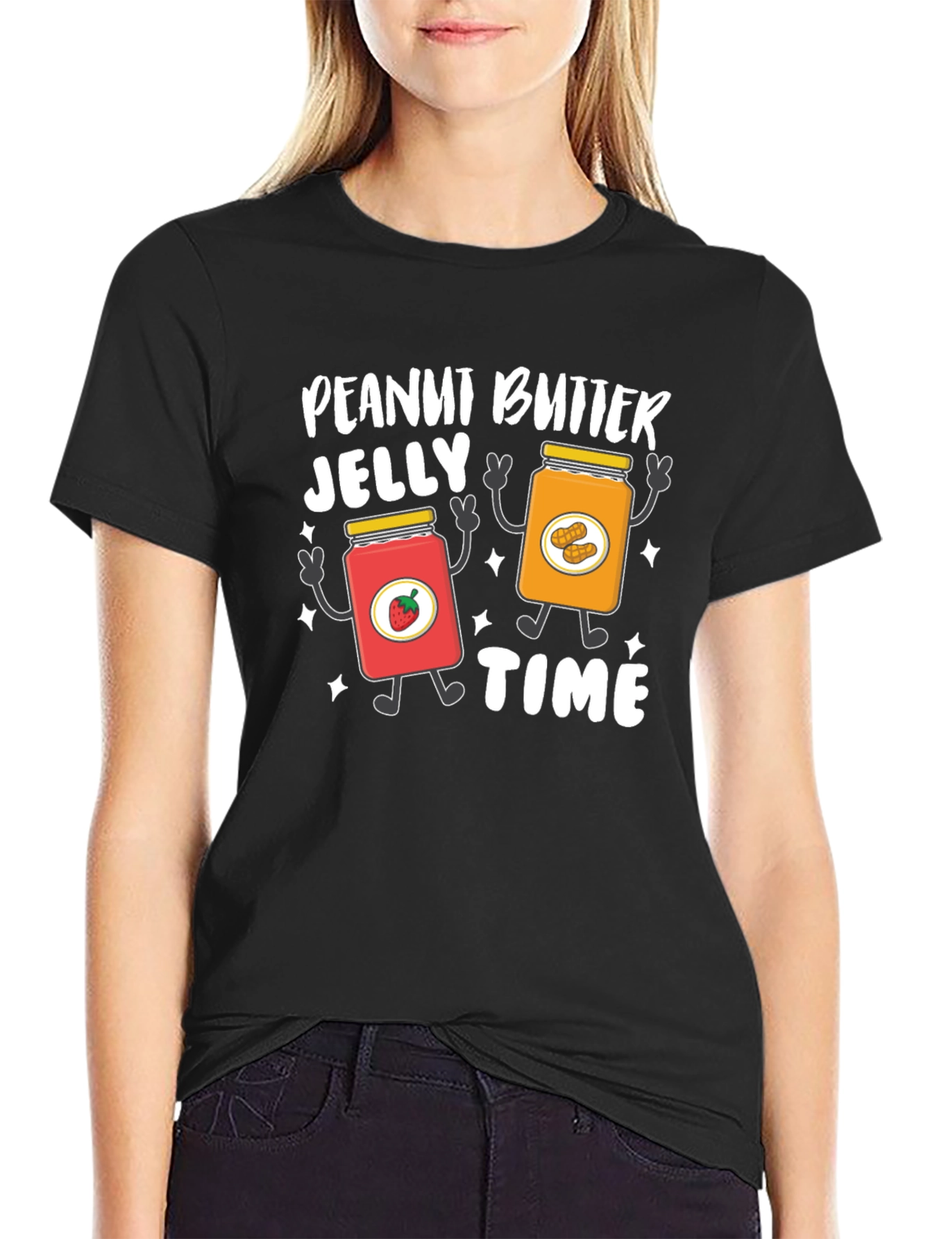 Black Peanut Butter Jelly Time Graphic T-Shirt view 2