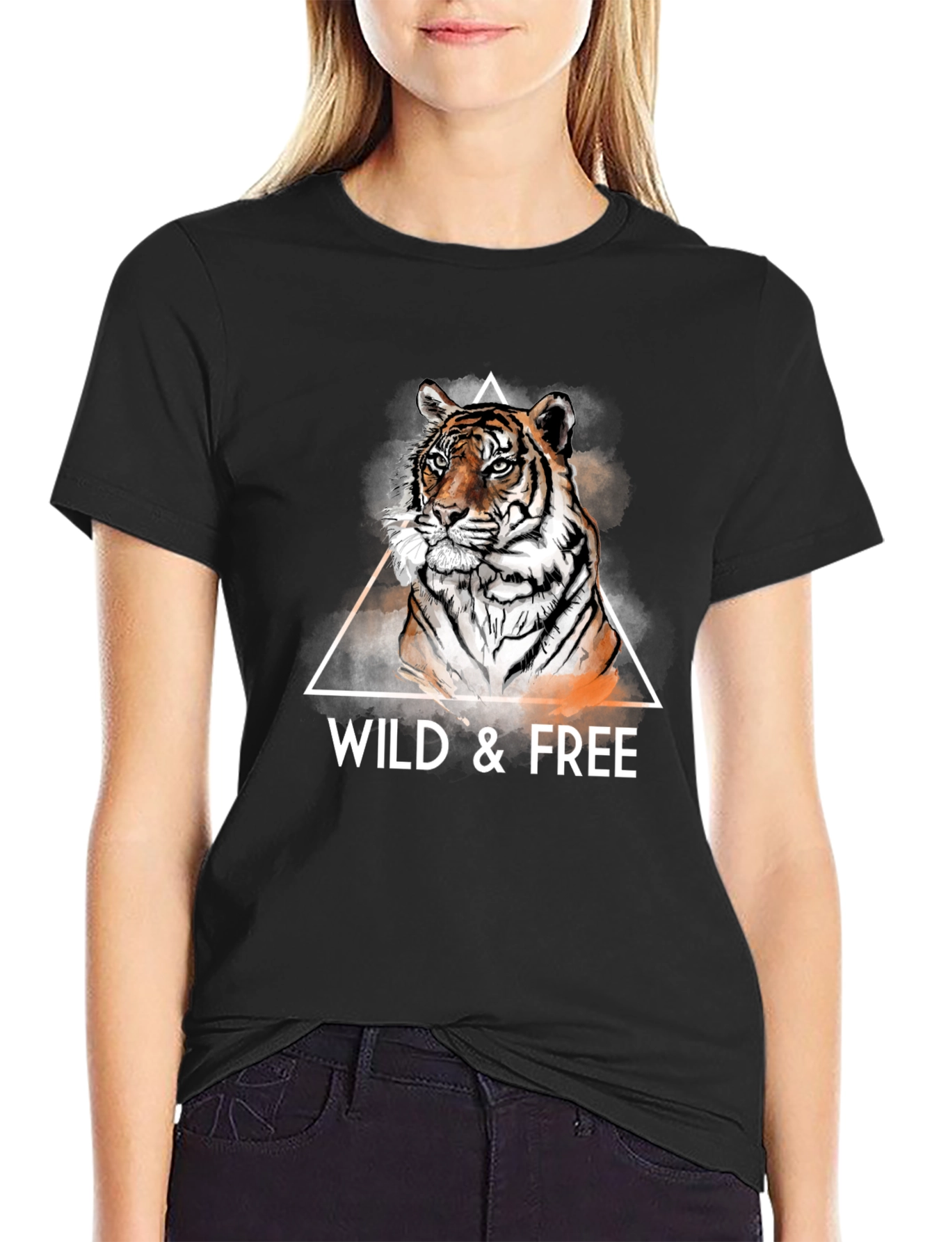 Black Wild & Free Tiger Graphic Tee - Cool Men's T-Shirt view 2