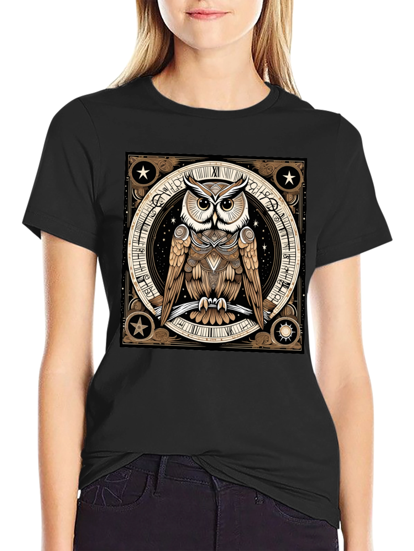 Black Mystic Owl Graphic Tee - Black view 2