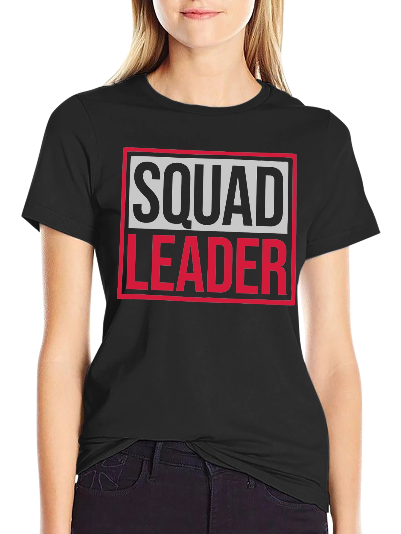 Black Squad Leader Graphic Tee - Black Cotton T-Shirt view 2