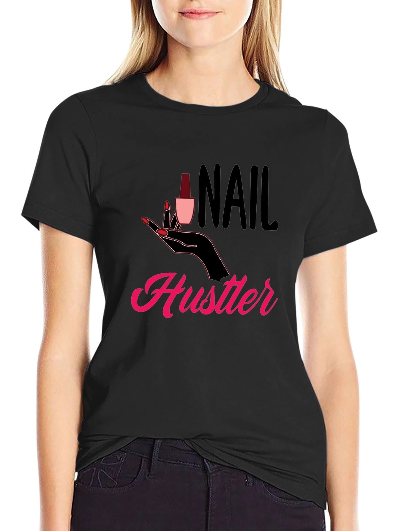 Black Nail Hustler Graphic T-Shirt - Trendy Style view 2