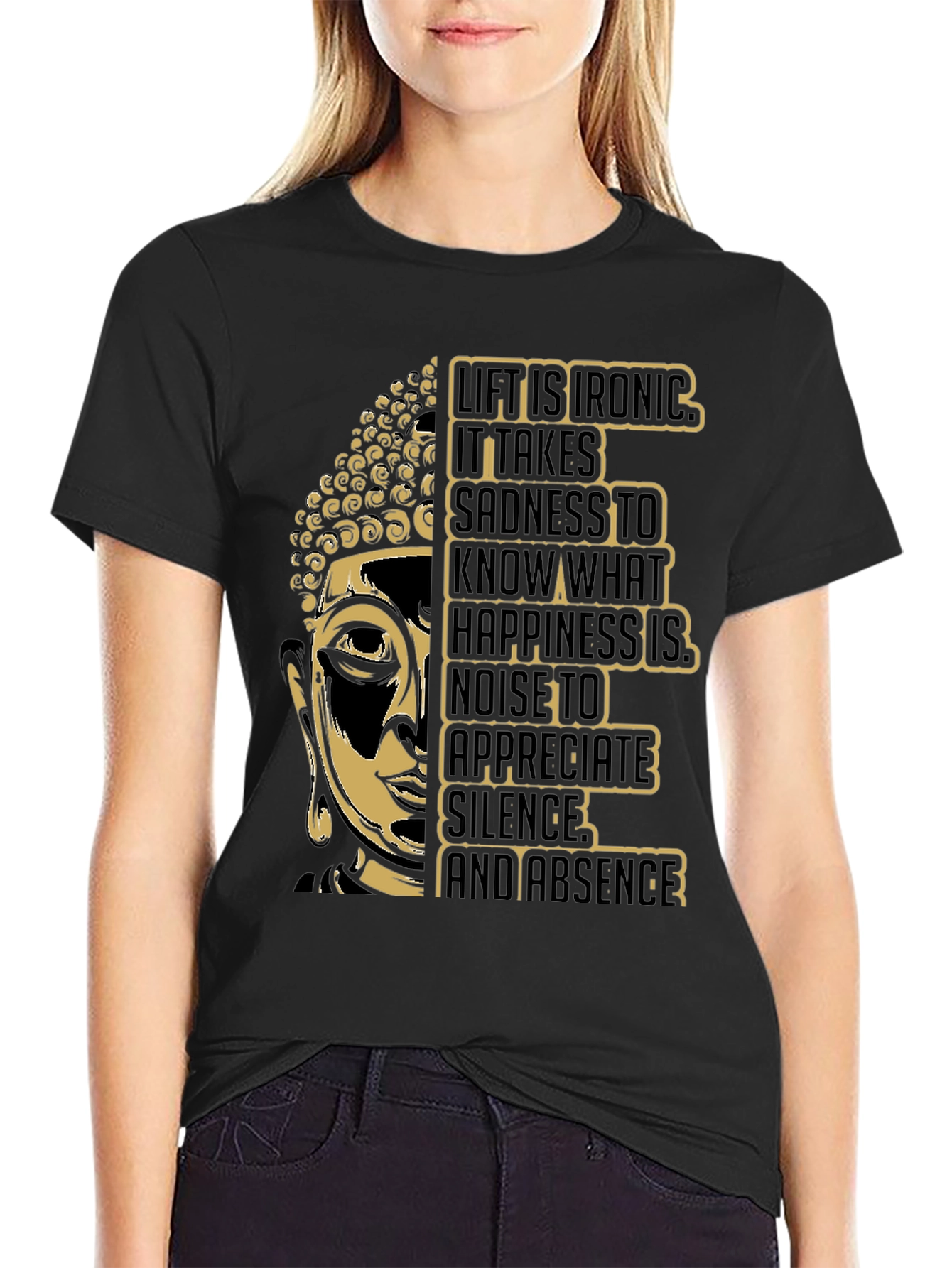 Black Buddha Graphic Tee - Irony of Life T-Shirt view 2