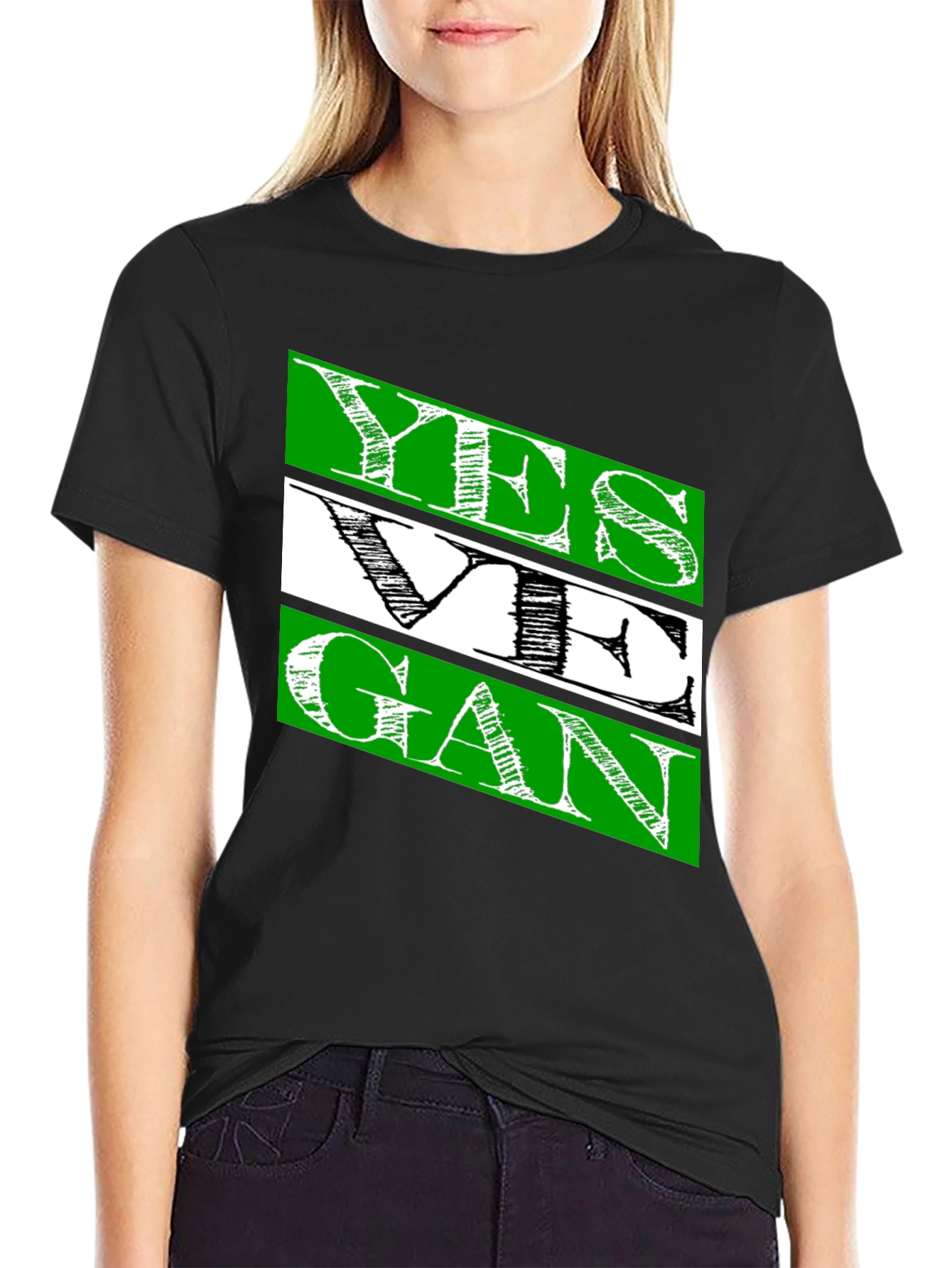Black Yes We Gan T-Shirt | Men's Black Cotton Tee view 2