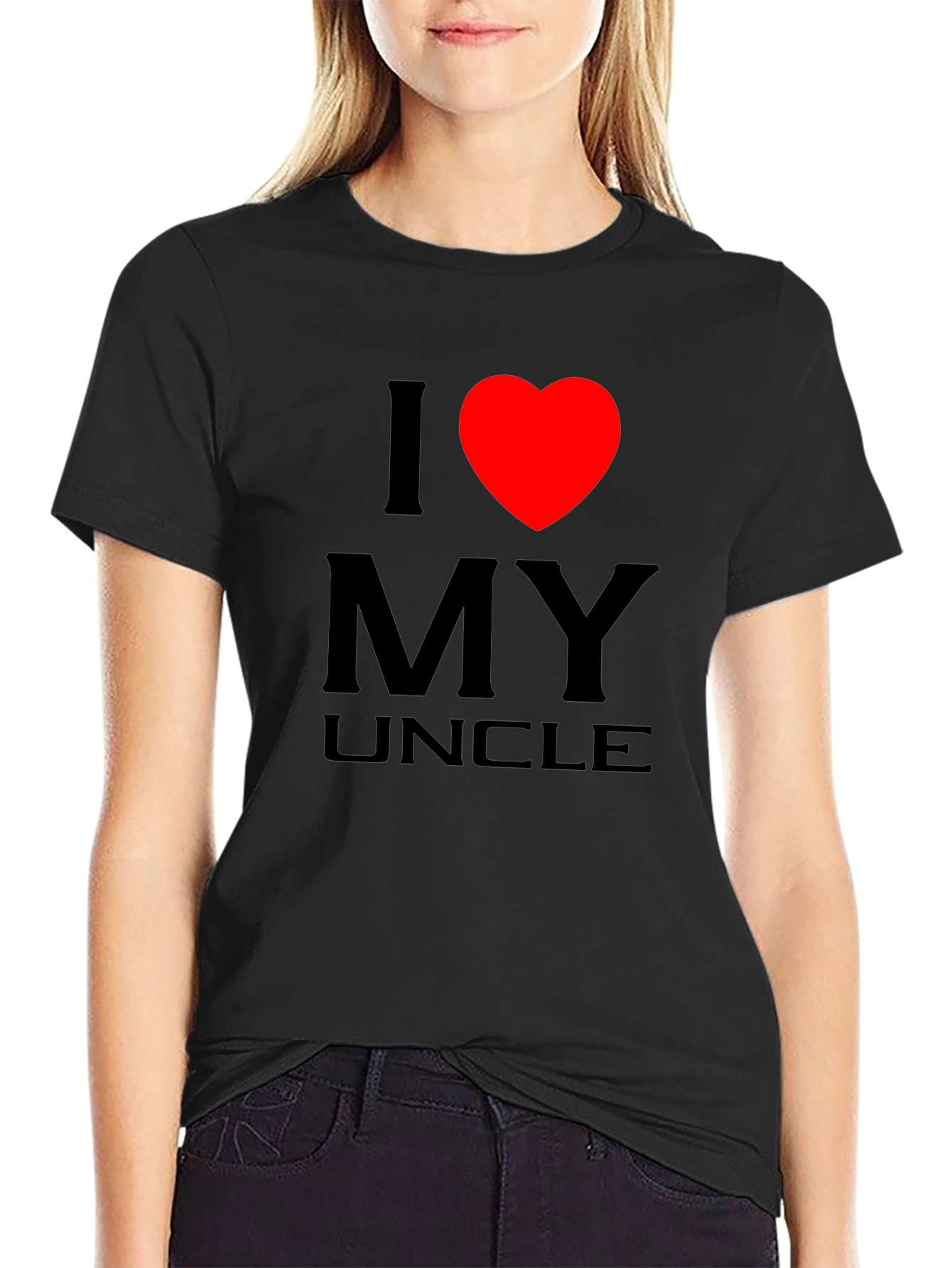 Black I Love My Uncle T-Shirt - Black Cotton Tee view 2