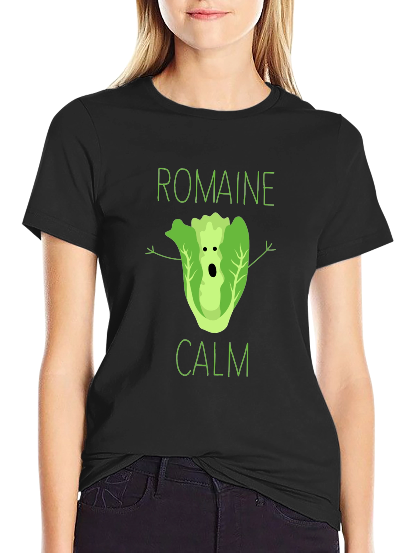 Black Romaine Calm Graphic T-Shirt - Unisex Novelty Tee view 2