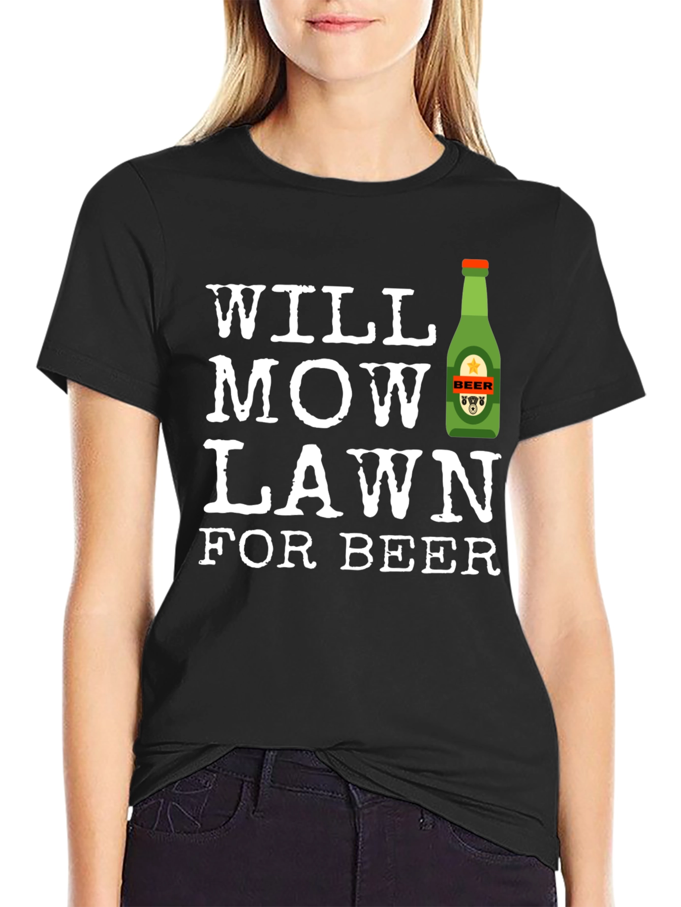 Black Will Mow Lawn for Beer T-Shirt view 2