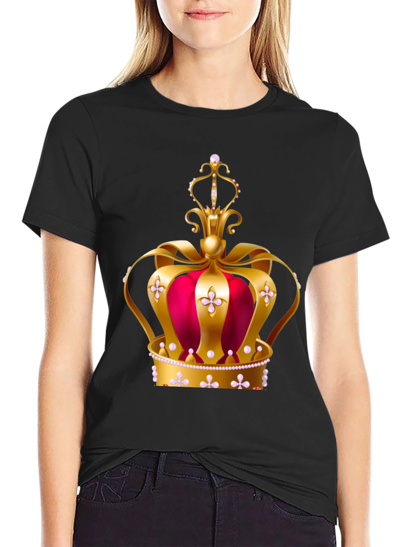 Black Regal Crown Graphic Tee - King or Queen T-Shirt view 2