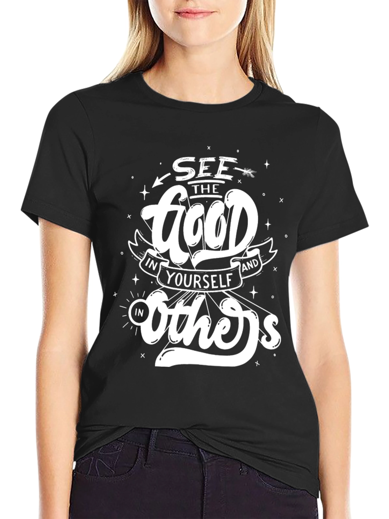 Black Inspirational Graphic Tee - See The Good view 2