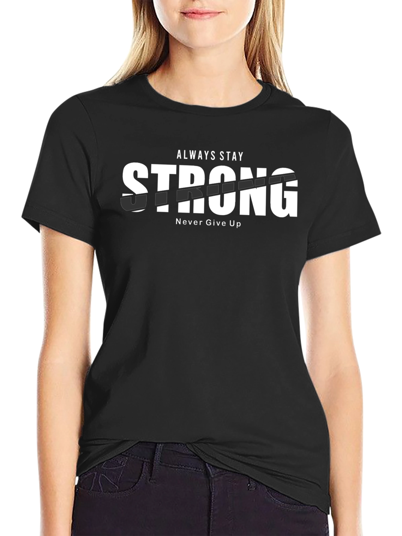 Black Stay Strong Graphic Tee - Men's Black T-Shirt view 2