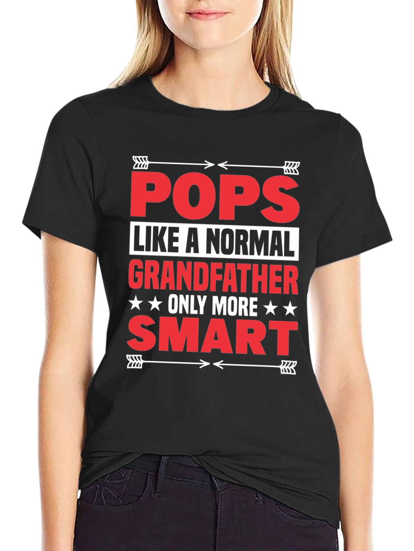 Black Funny Pops Grandfather T-Shirt view 2