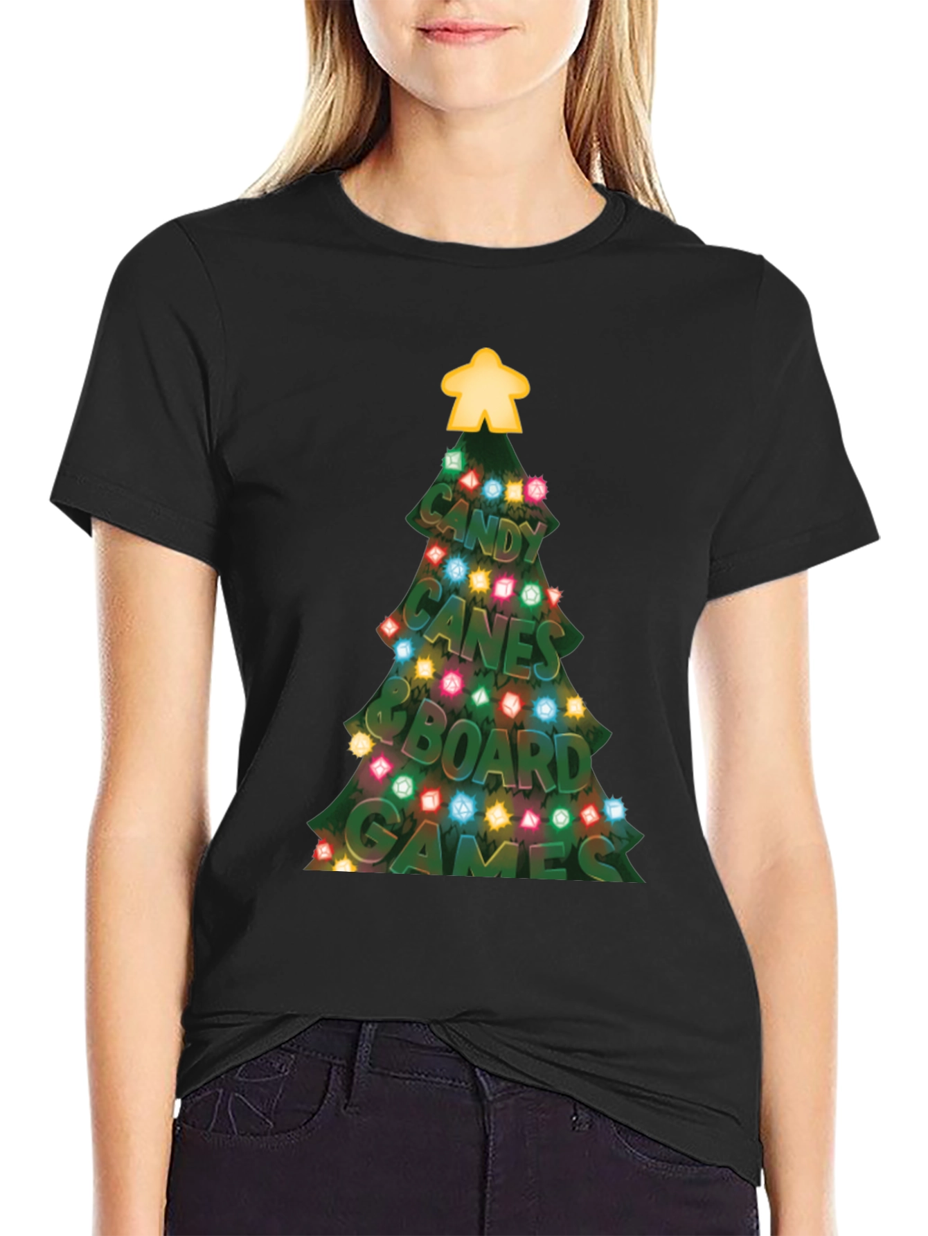 Black Festive Board Game Christmas T-Shirt view 2