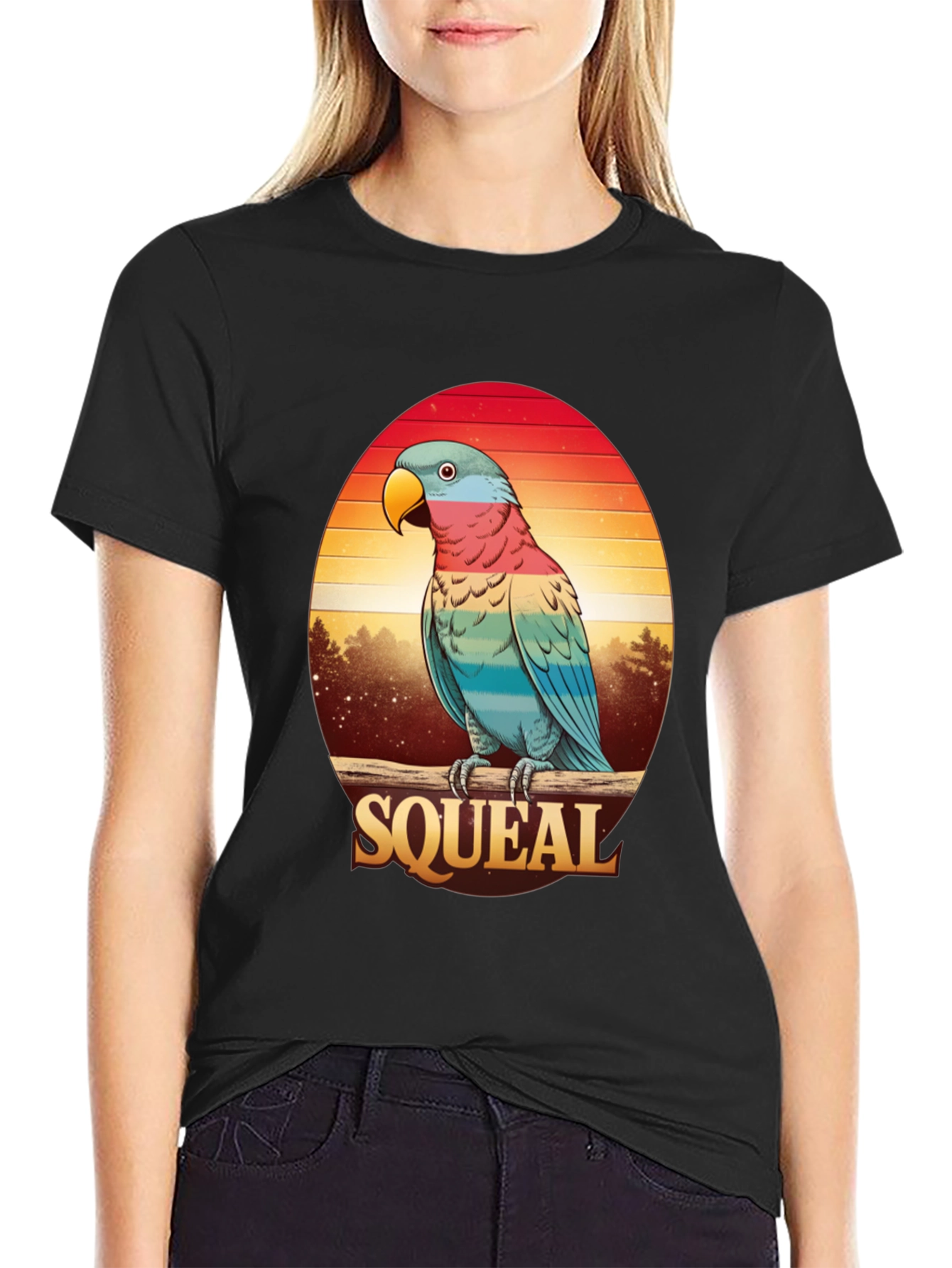 Retro Parrot Graphic Tee - Squeal Design - 2