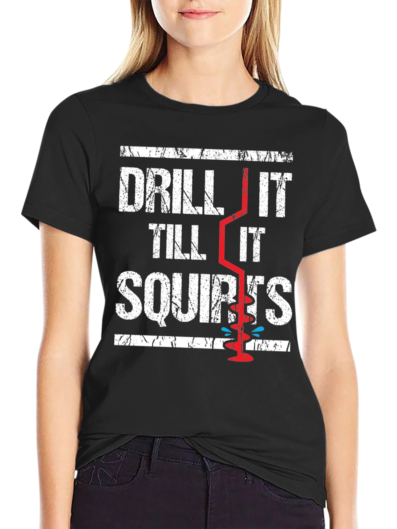 Black Drill It Till It Squirts Graphic T-Shirt view 2