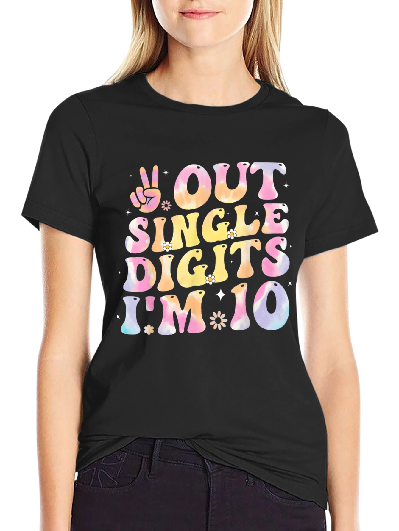 Black Out of Single Digits I'm 10 Birthday T-Shirt view 2