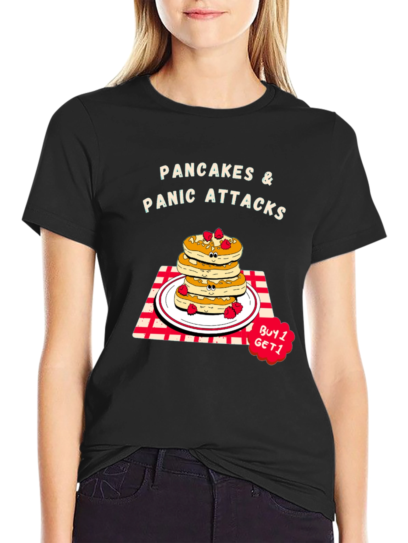Black Pancakes & Panic Attacks Graphic Tee view 2