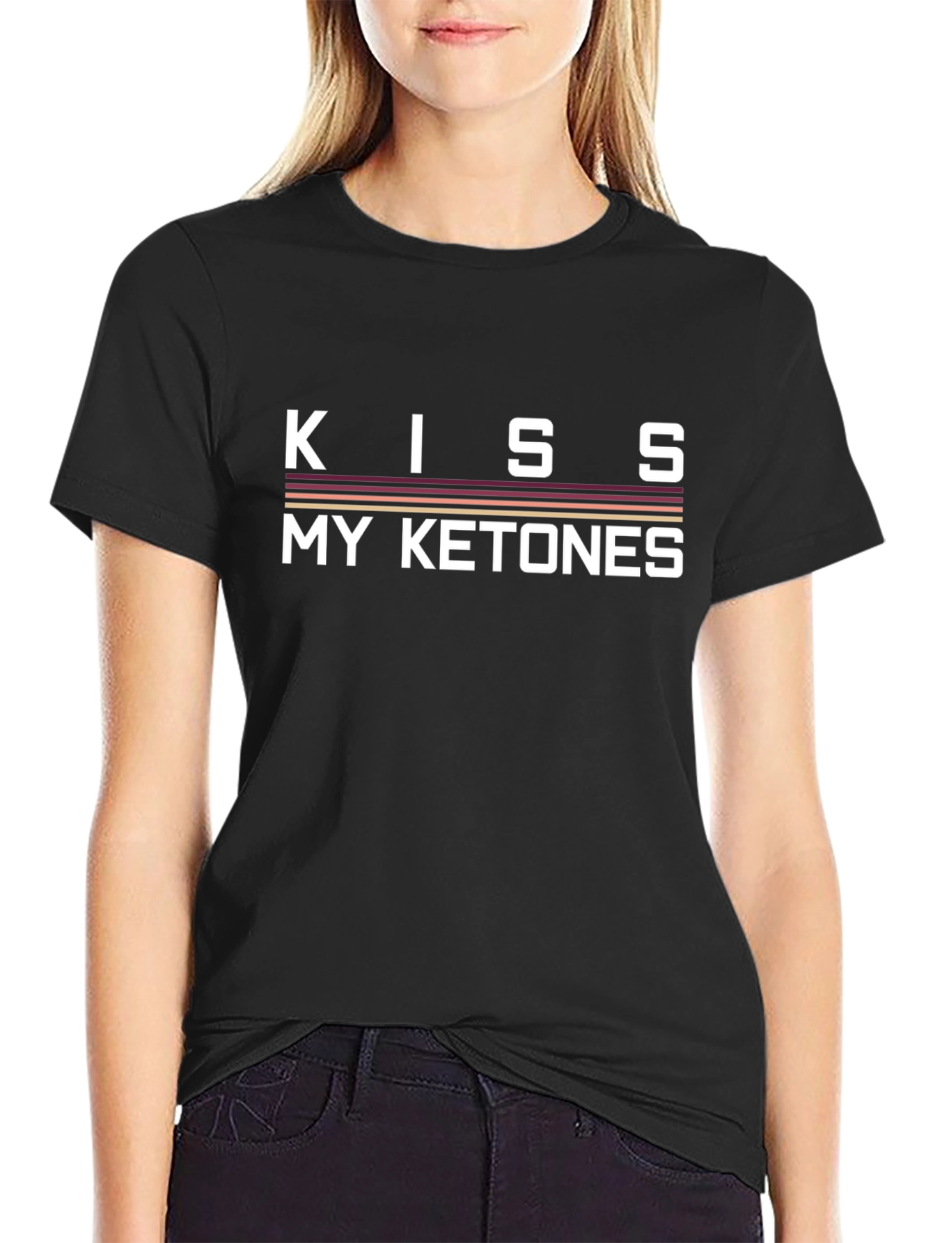 Black Kiss My Ketones Funny Keto Diet T-Shirt view 2