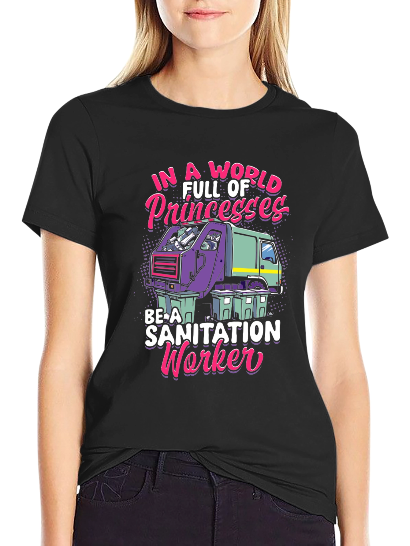 Black Sanitation Worker Graphic Tee - Funny & Unique view 2