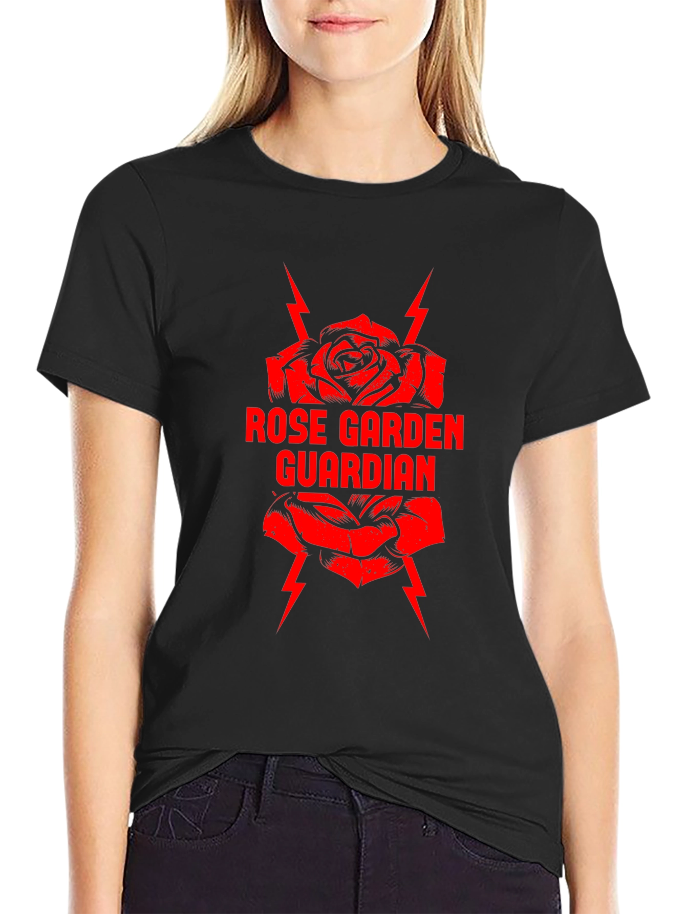 Black Rose Garden Guardian T-Shirt - Black Graphic Tee view 2