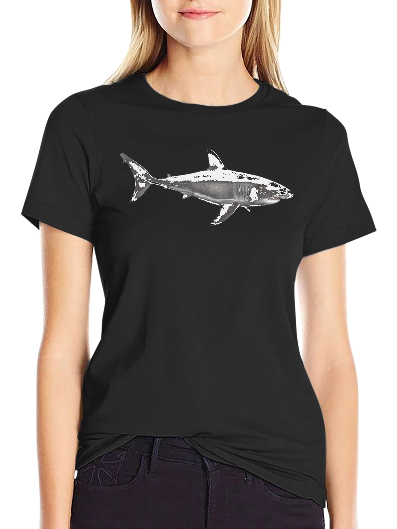 Black Shark Graphic Black T-Shirt view 2