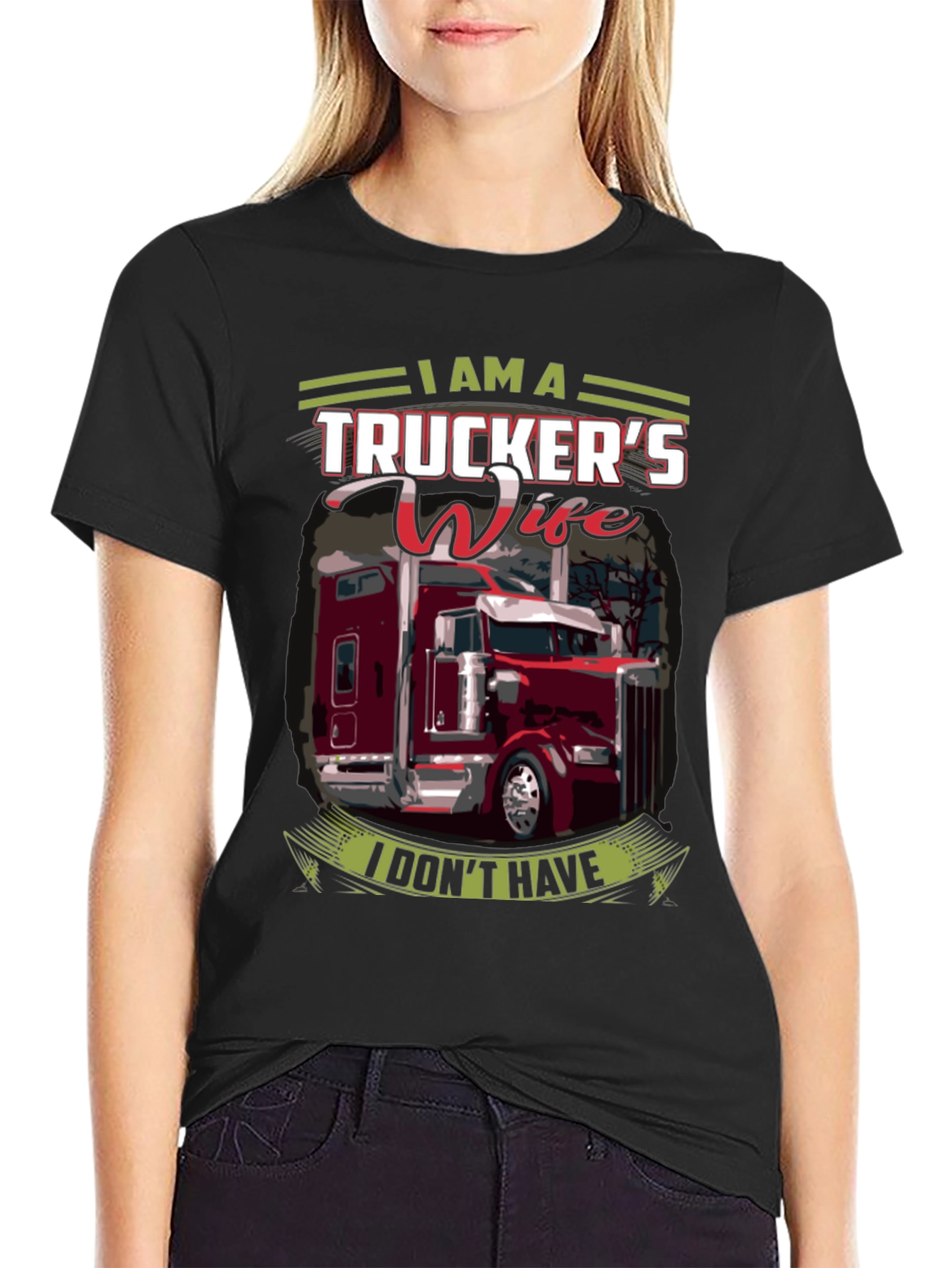 Black Trucker's Wife Graphic T-Shirt view 2