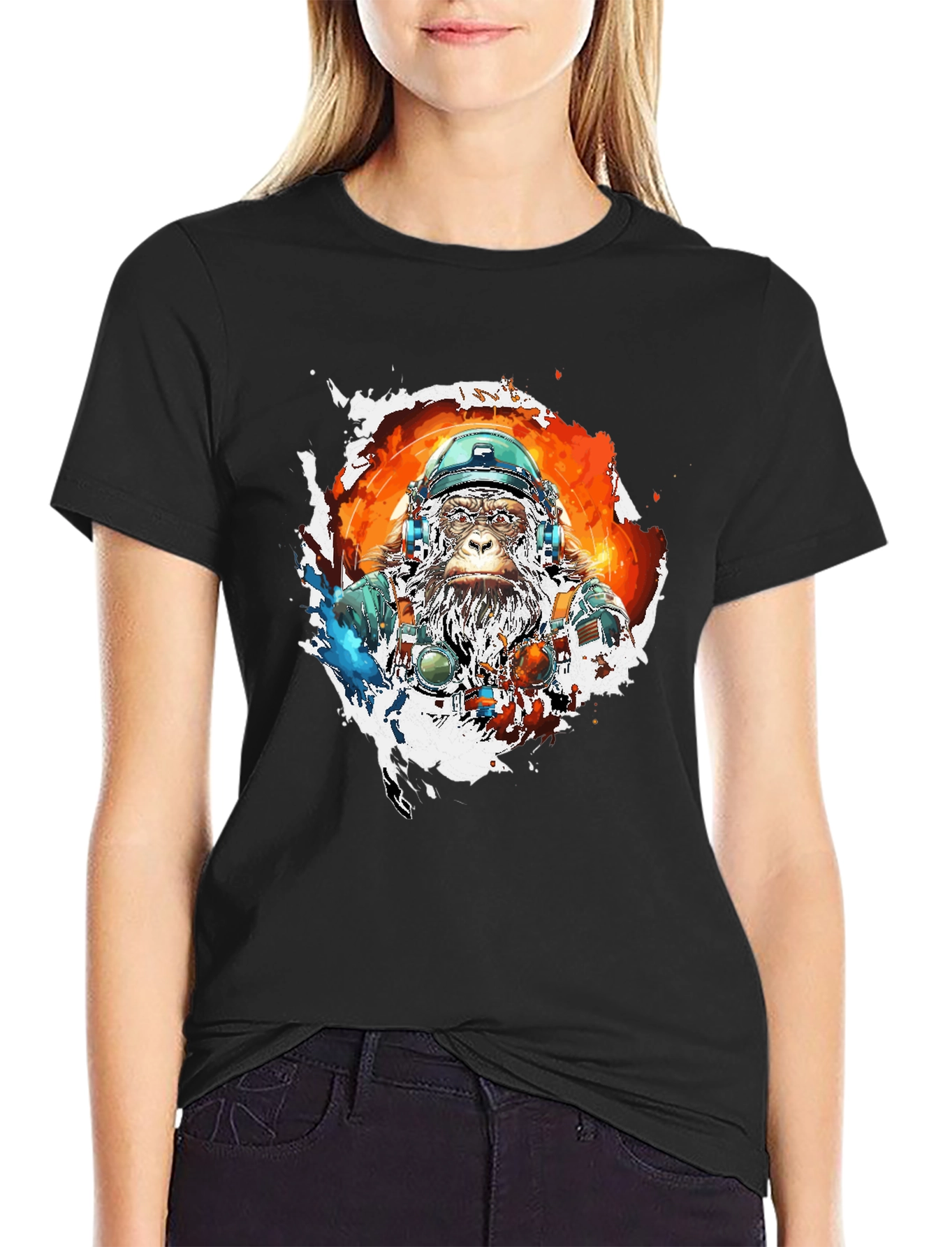 Black Ape Astronaut Graphic T-Shirt - Black Cotton Blend view 2