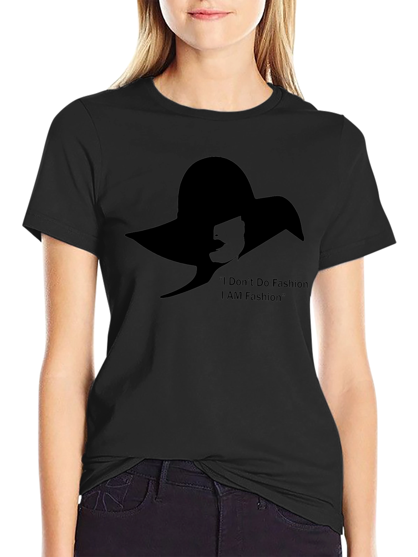 Black I AM Fashion T-Shirt - Stylish Silhouette Tee view 2