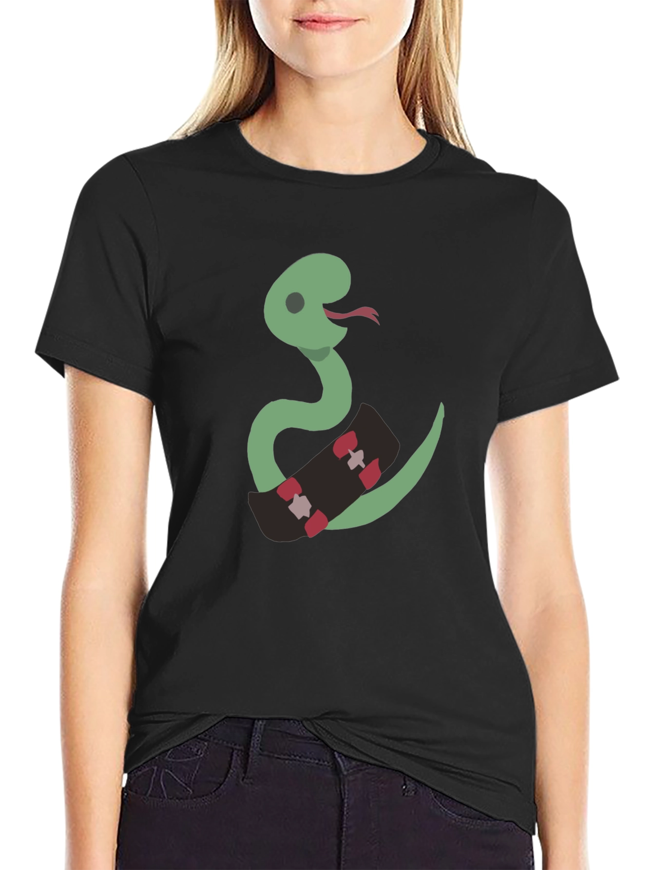Black Snake on Skateboard Graphic Tee view 2