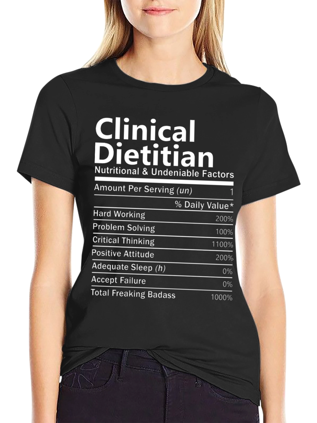 Black Funny Clinical Dietitian Nutrition Facts Black T-Shirt view 2