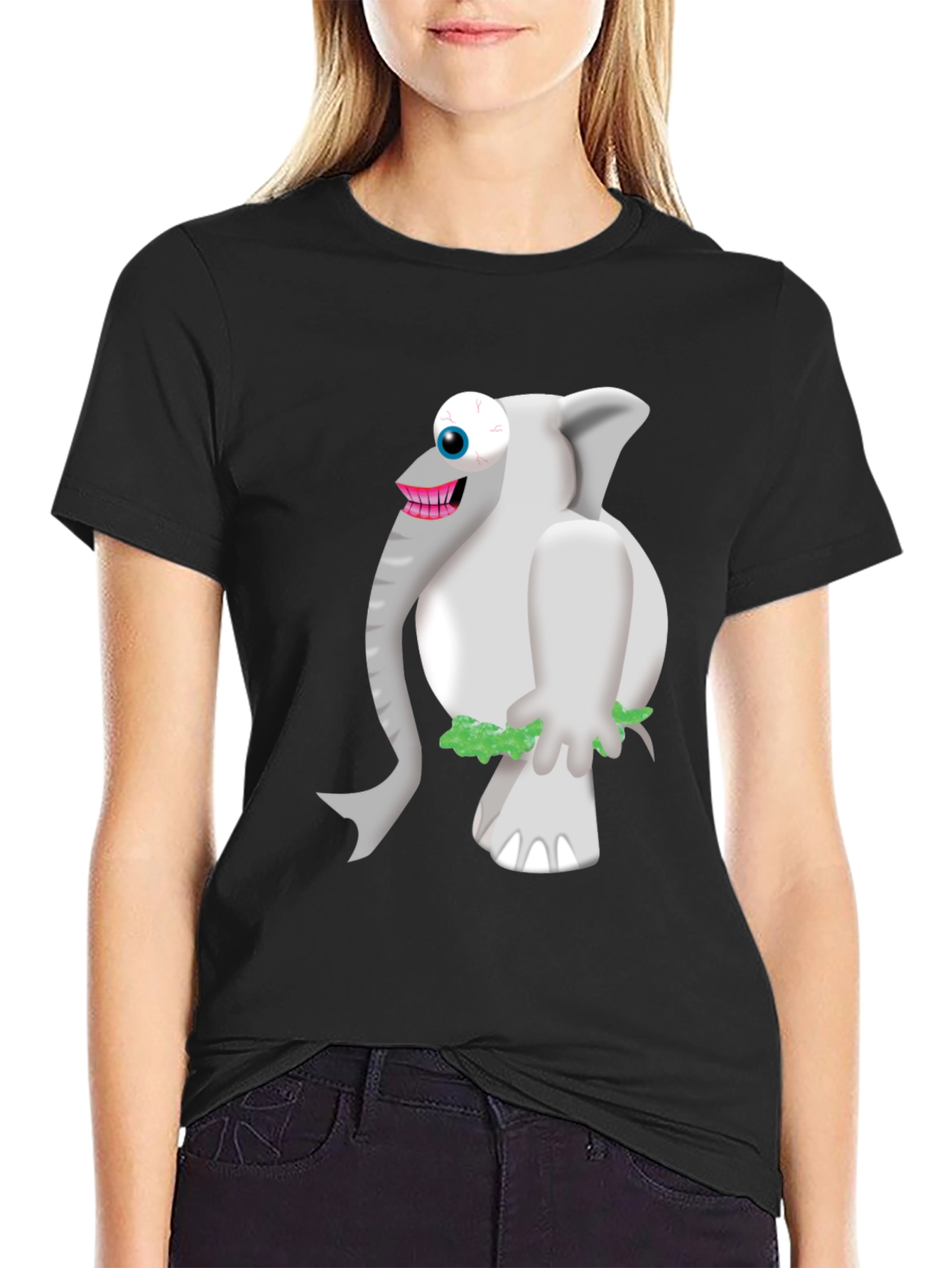 Black Funny Elephant Graphic Tee - Men's Black T-Shirt view 2