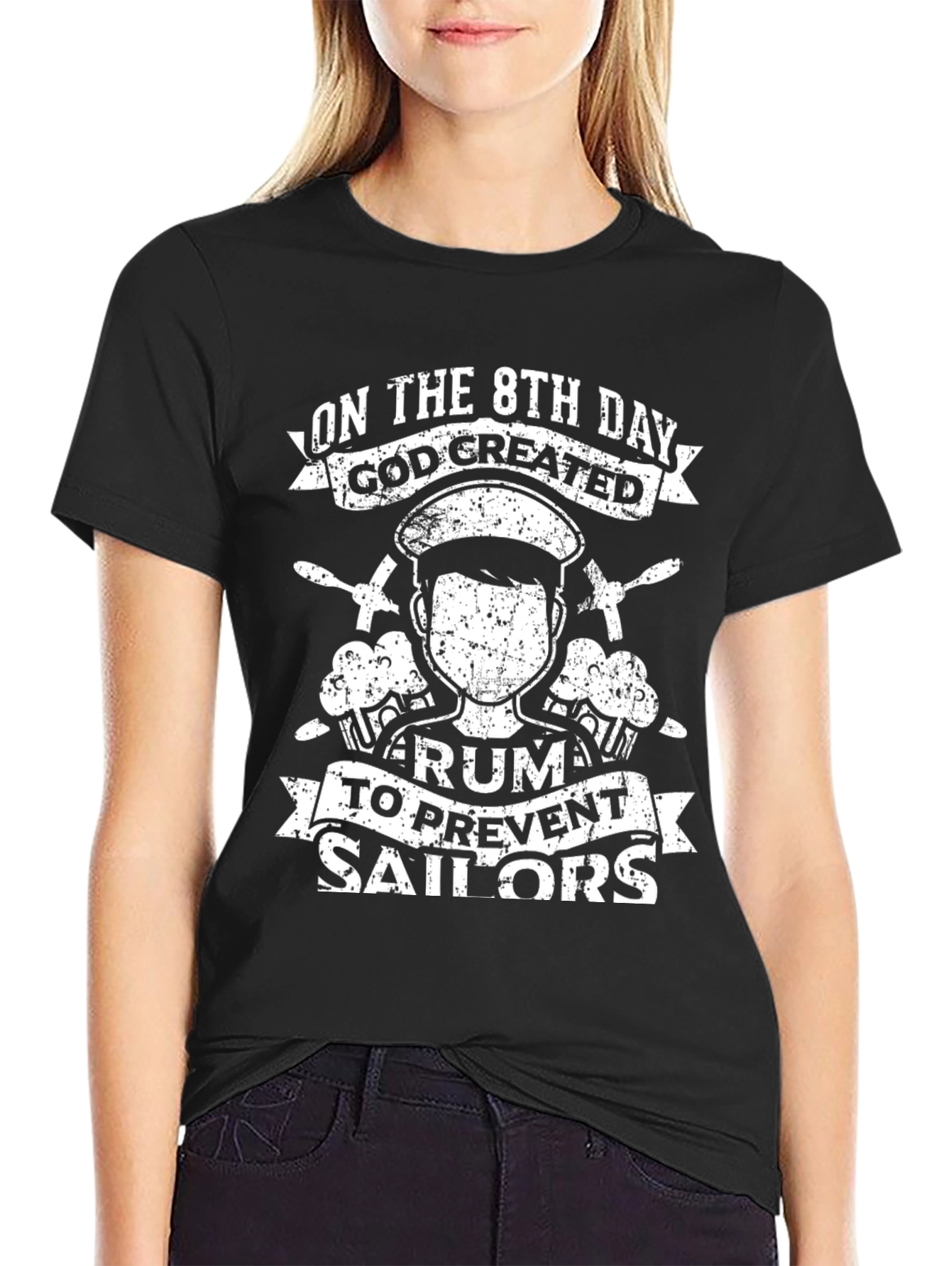 Black Funny Sailor Rum Graphic T-Shirt - 8th Day Creation view 2