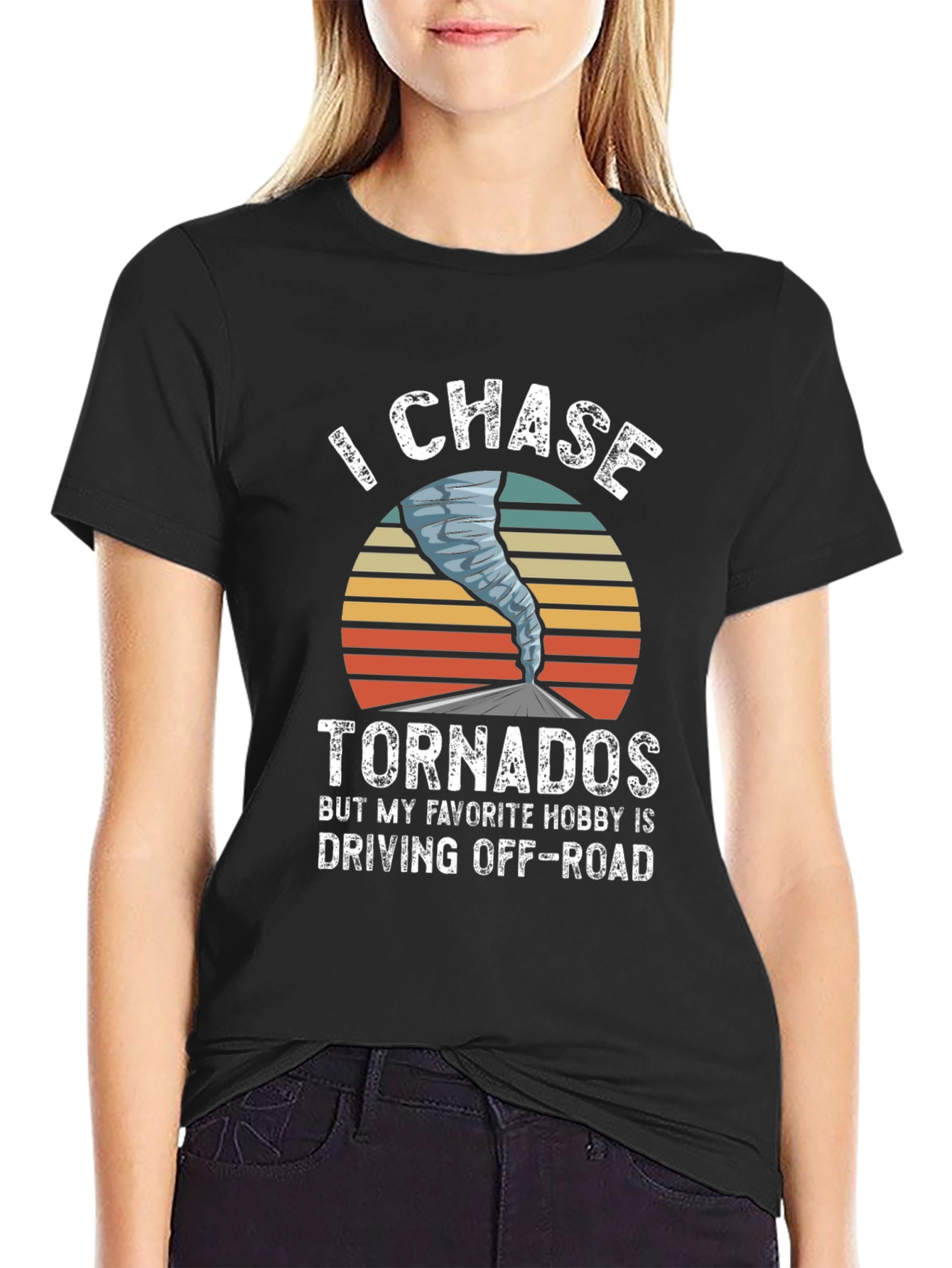 Black I Chase Tornadoes Men's Graphic T-Shirt view 2