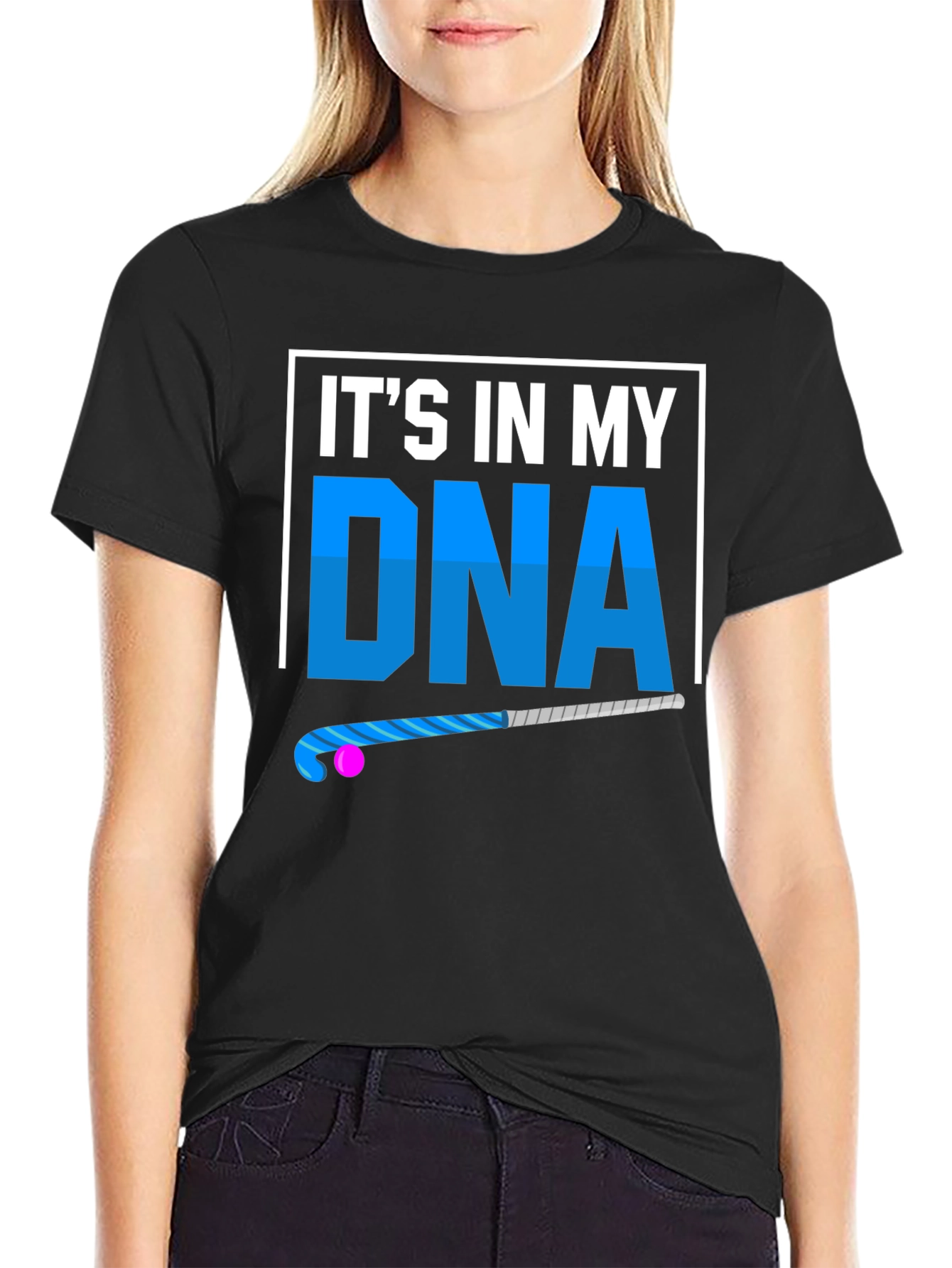 Black It's In My DNA Field Hockey T-Shirt view 2