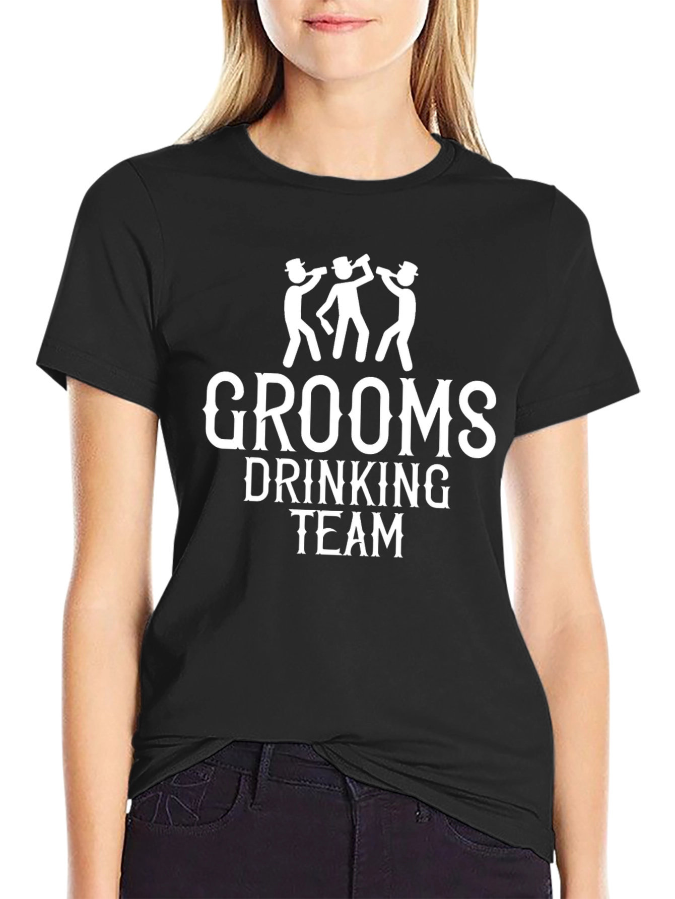 Black Grooms Drinking Team T-Shirt - Black view 2