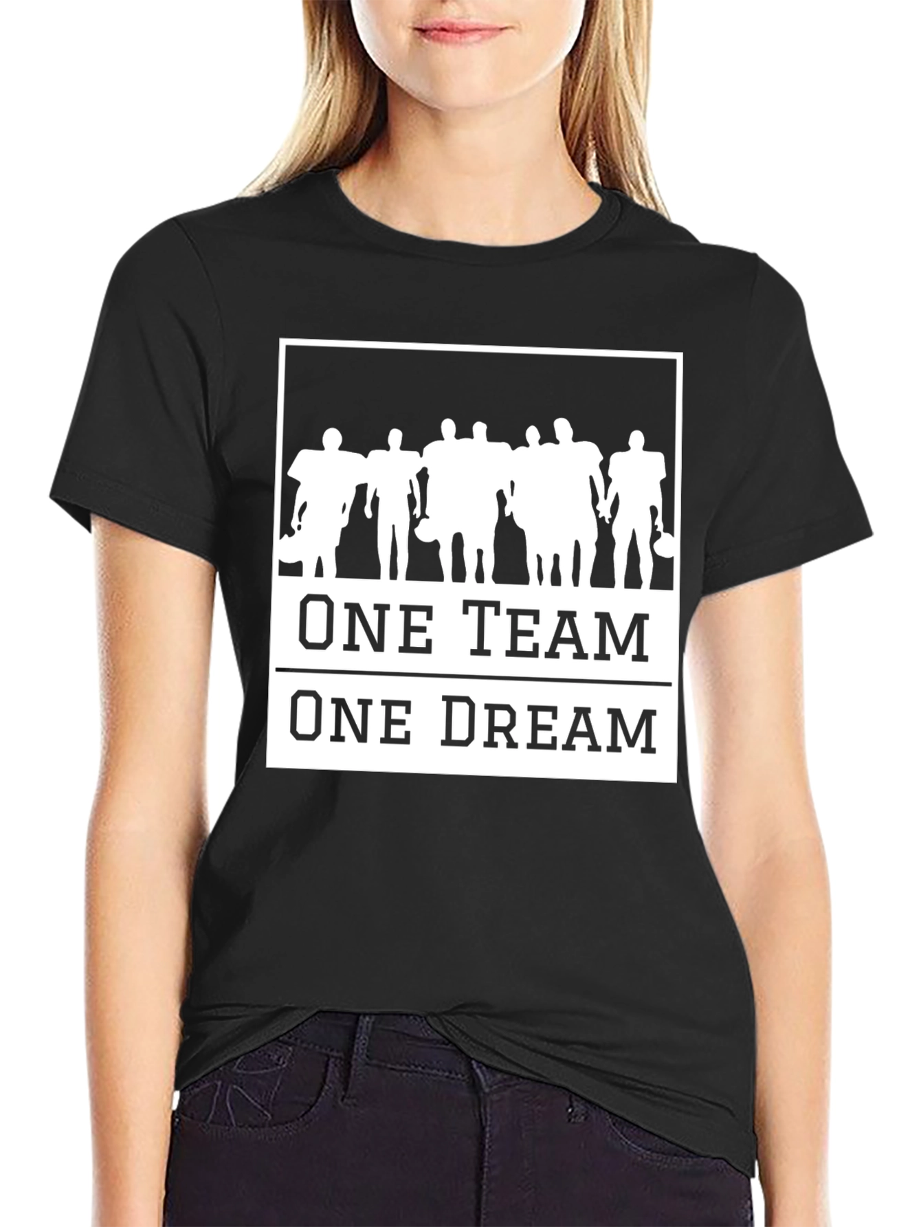 Black One Team One Dream Graphic T-Shirt view 2