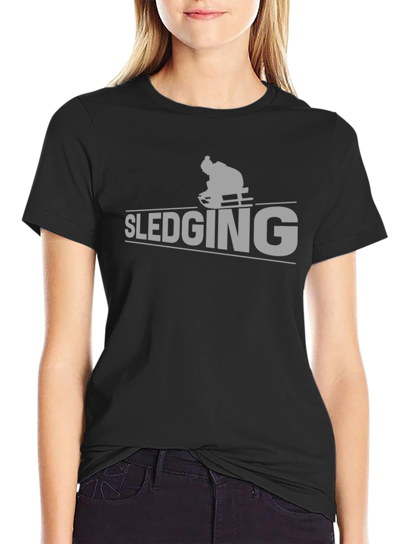 Black Sledging Graphic Tee - Winter Sport Shirt view 2