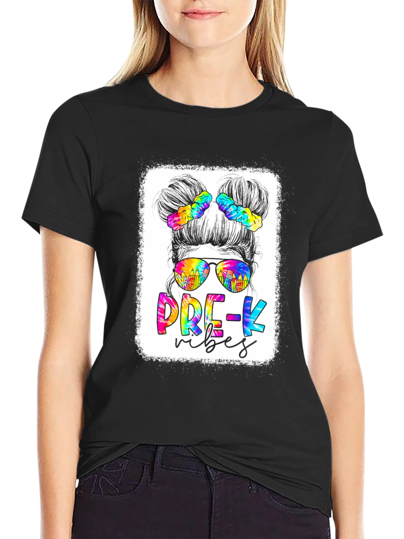 Pre-K Vibes Messy Bun T-Shirt - 2