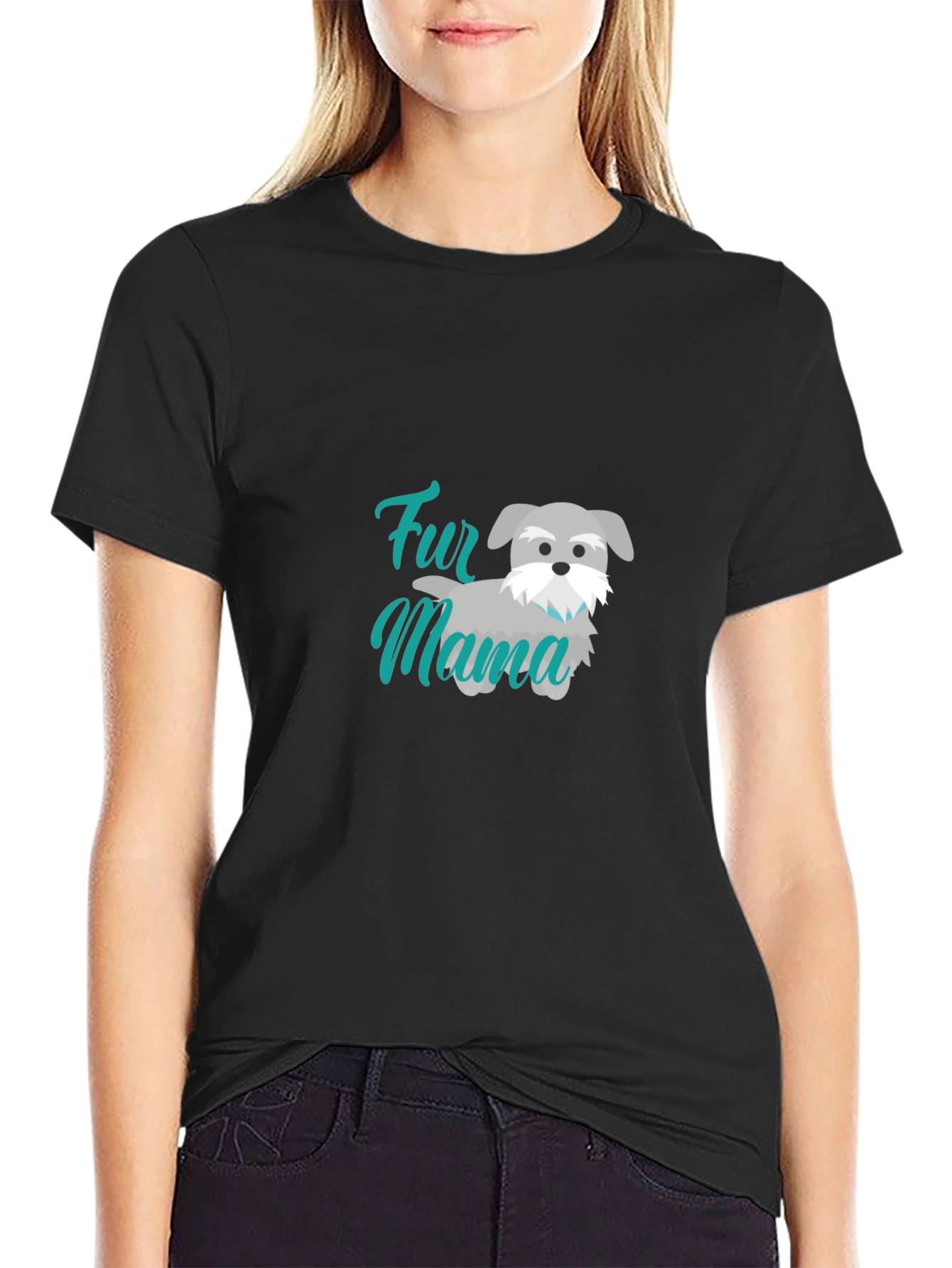 Black Fur Mama Dog Lover T-Shirt view 2