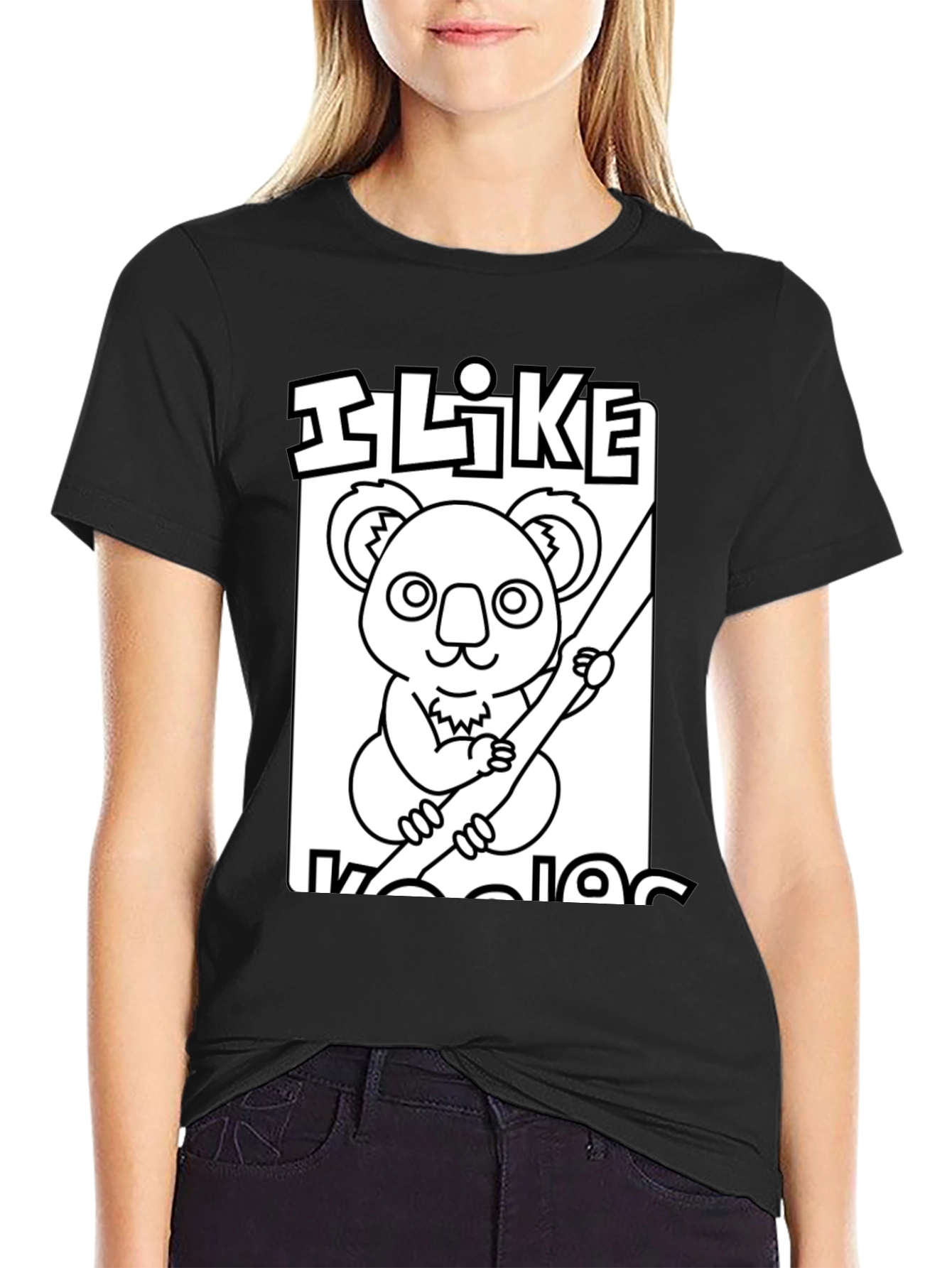I Like Koalas T-Shirt: Black Cotton Tee - 2