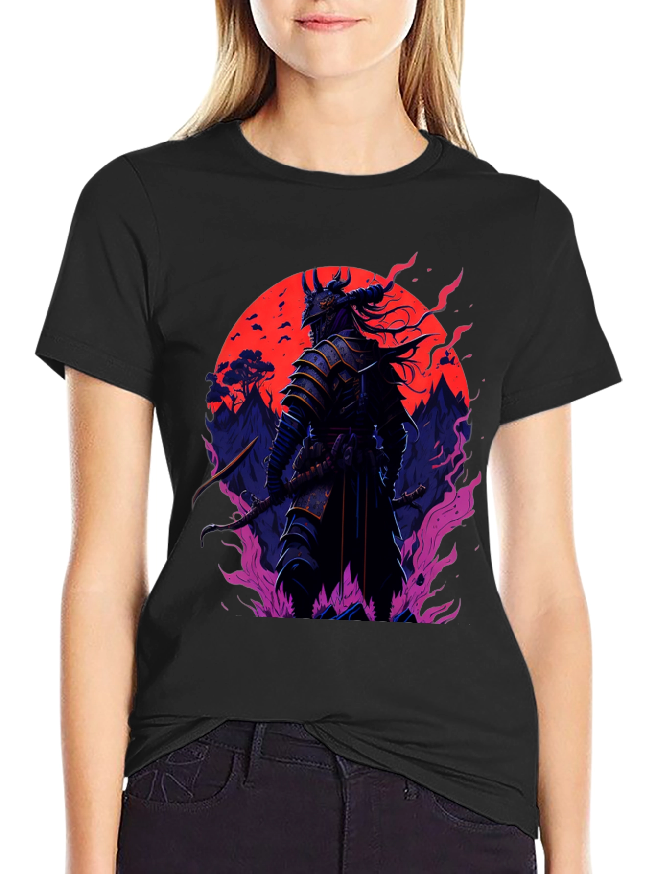Black Samurai Warrior T-Shirt - Dark Graphic Tee view 2