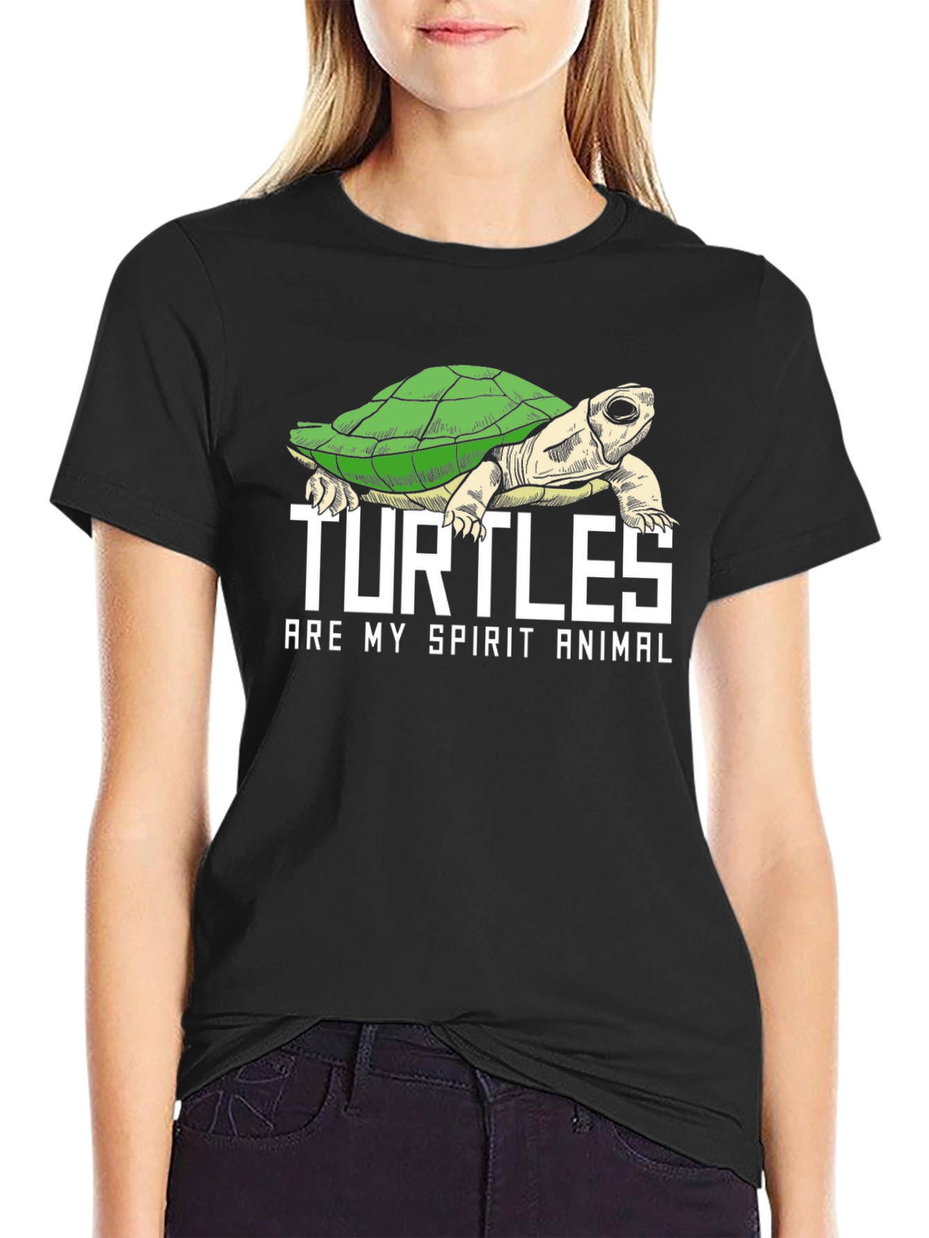 Black Turtle Spirit Animal Graphic Tee - Black Cotton Blend view 2