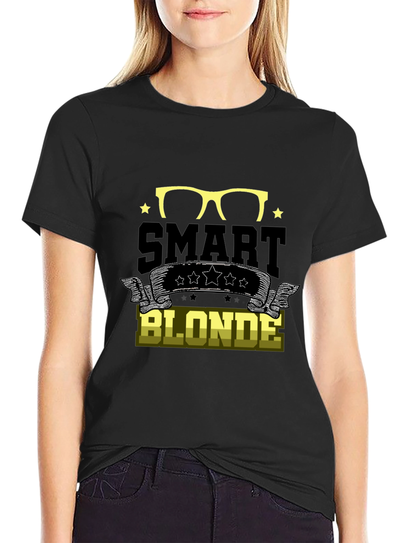 Black Smart Blonde T-Shirt Funny Graphic Tee view 2